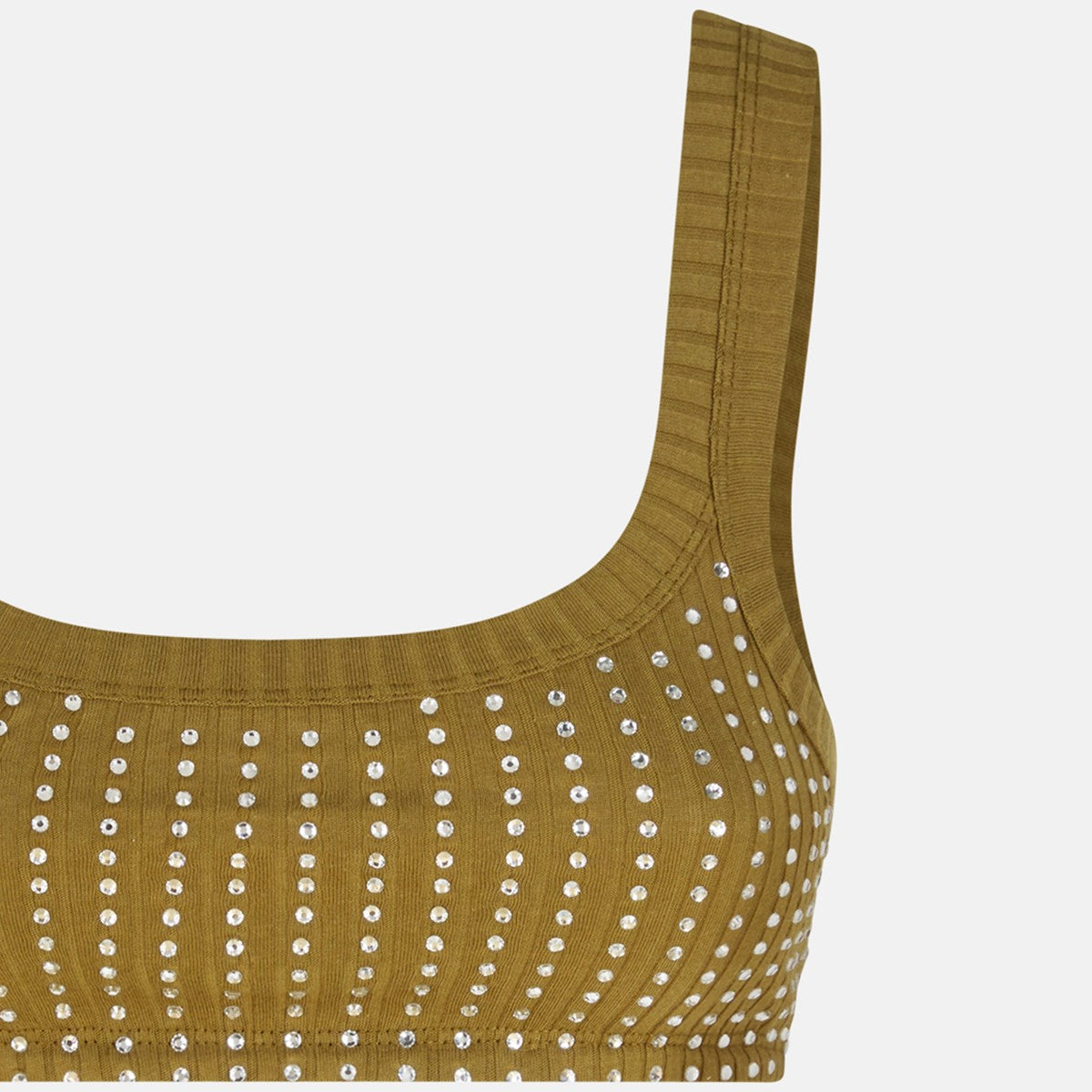 The Attico Military green top with rhinestones The Attico