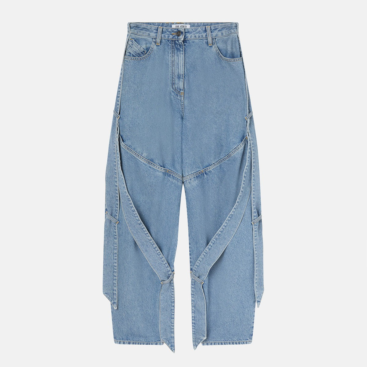 The Attico Wide light blue jeans with ribbons The Attico