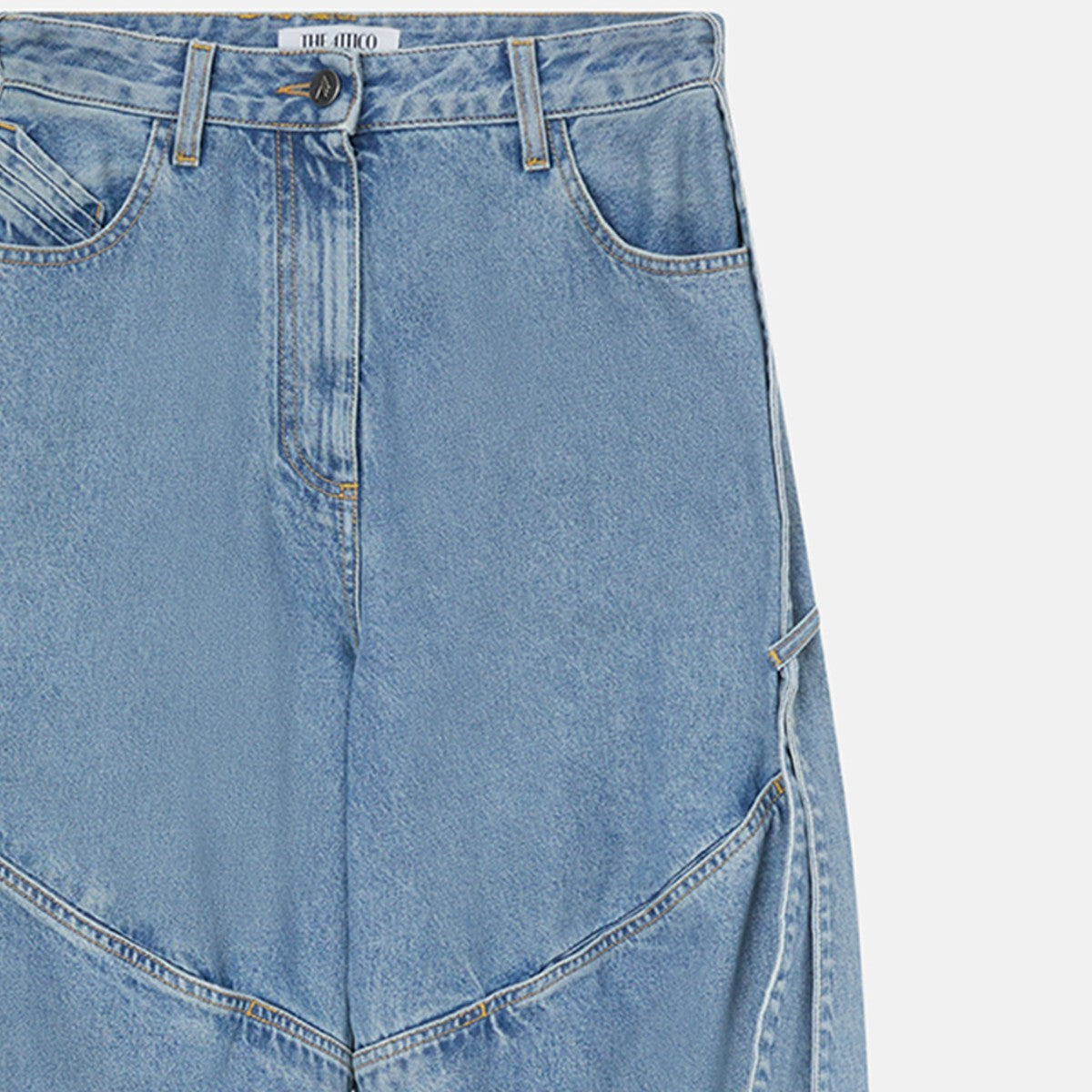 The Attico Wide light blue jeans with ribbons The Attico