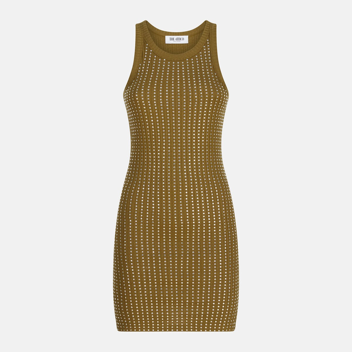 The Attico Military green mini dress with rhinestones The Attico