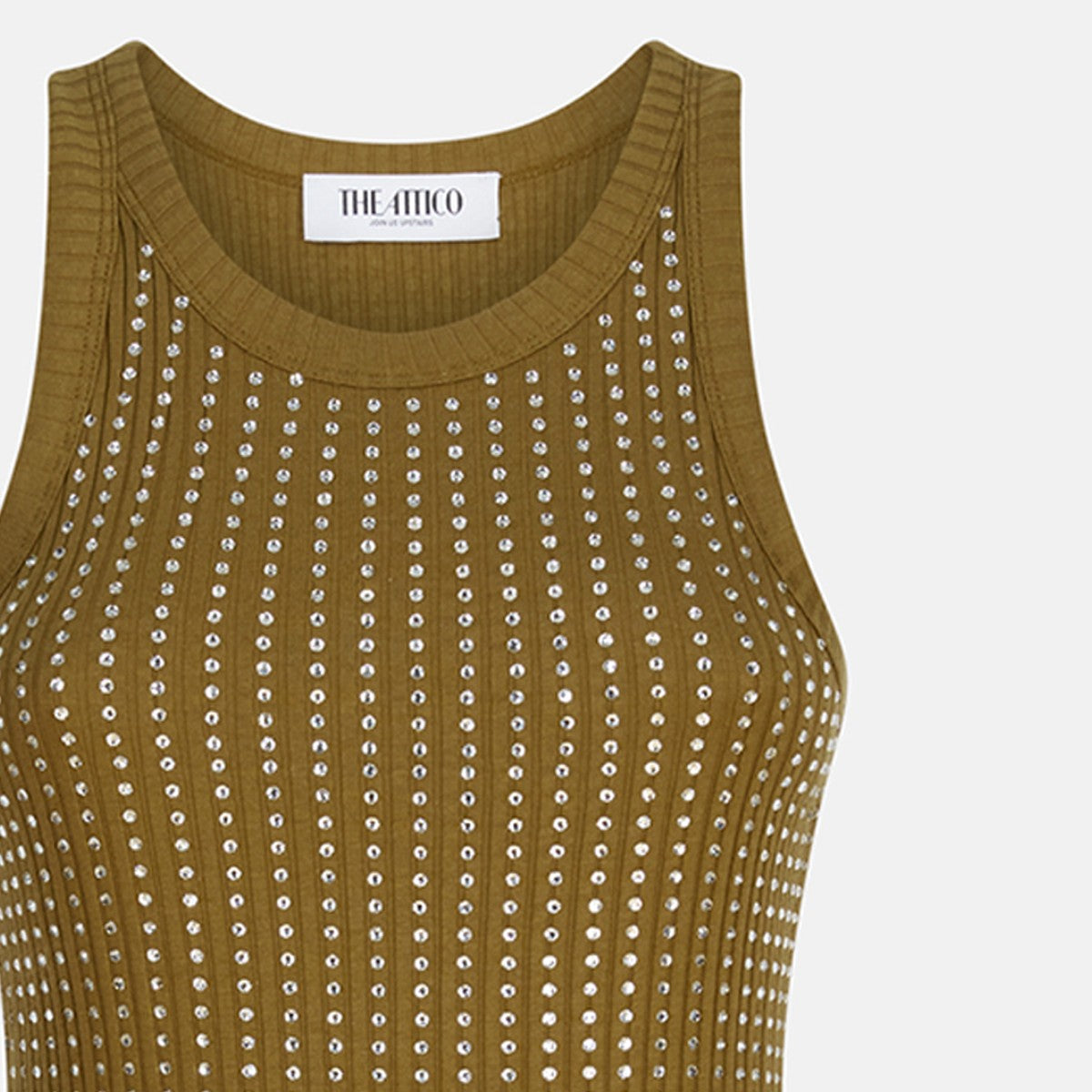 The Attico Military green mini dress with rhinestones The Attico