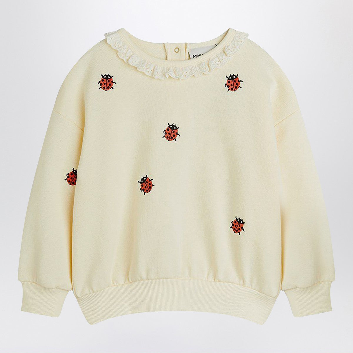 Mini Rodini Ivory sweatshirt with embroidered ladybugs Mini Rodini