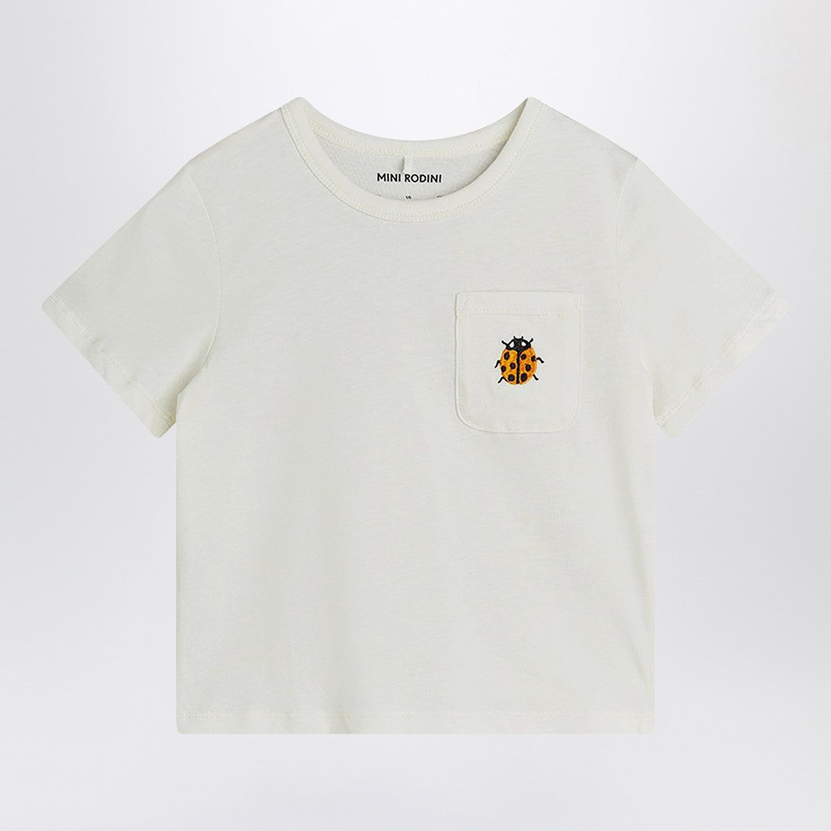 Mini Rodini white T-shirt with ladybug embroidery Mini Rodini