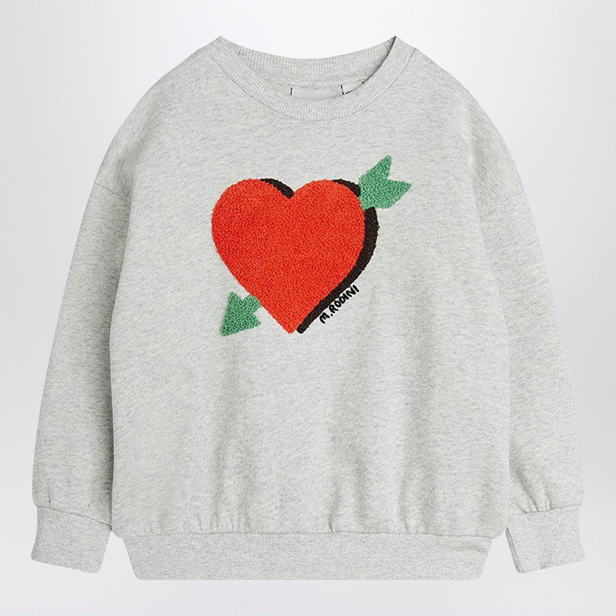 Mini Rodini Gray sweatshirt with heart and arrow in velour Mini Rodini