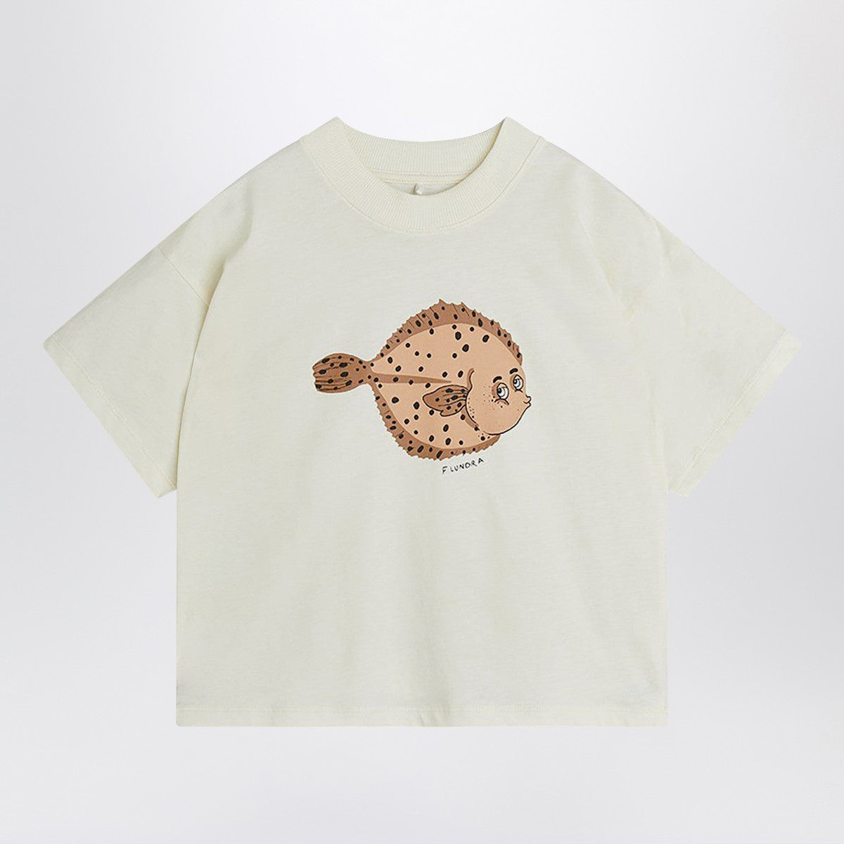 Mini Rodini white T-shirt with Flundra print Mini Rodini
