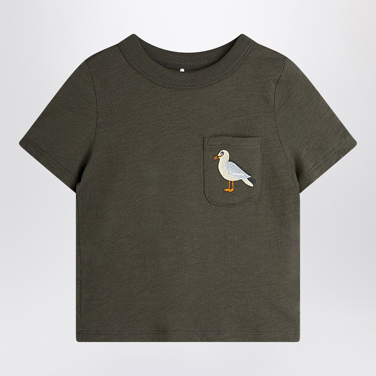 Mini Rodini faded black T-shirt with seagull embroidery Mini Rodini