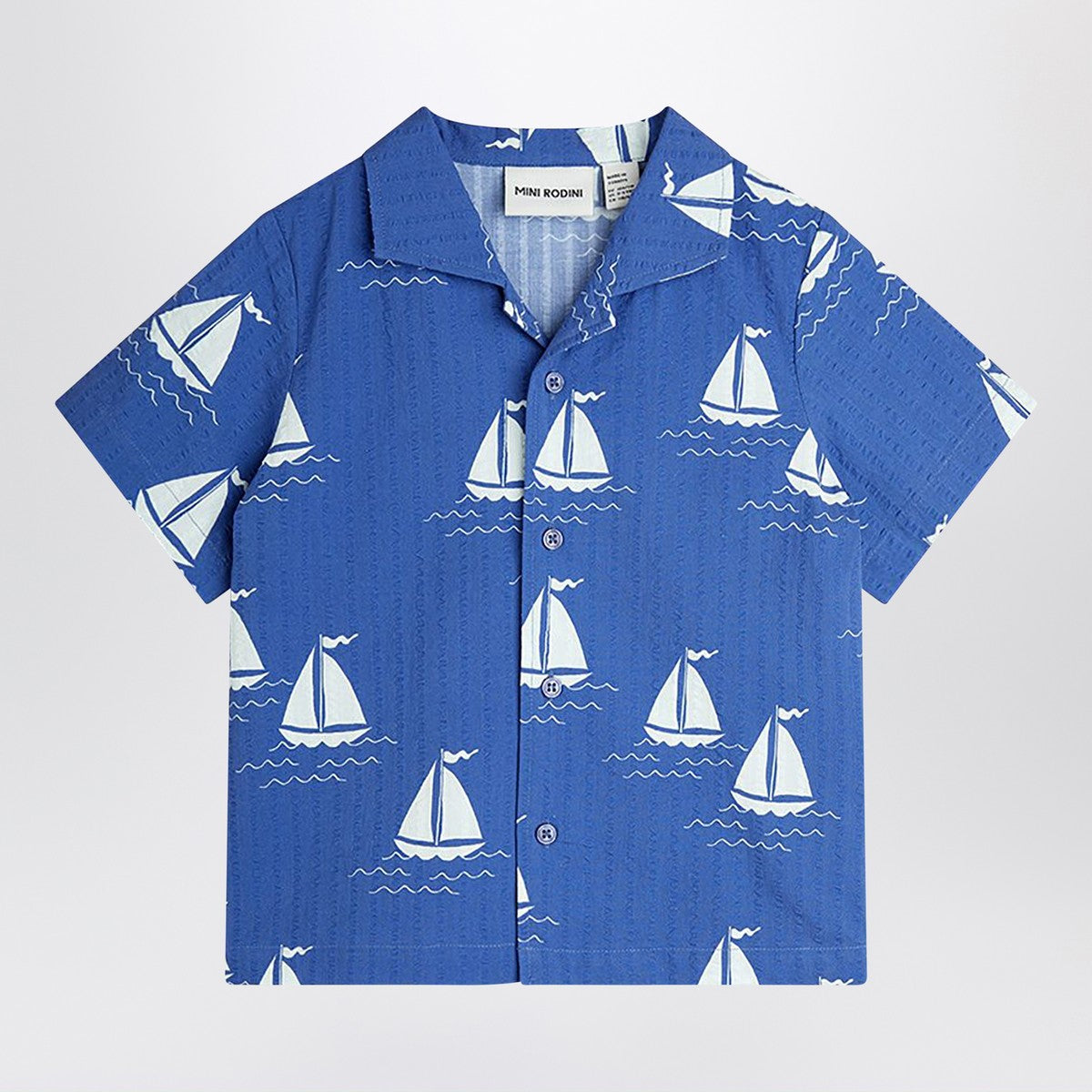 Mini Rodini Blue shirt with sailboats Mini Rodini