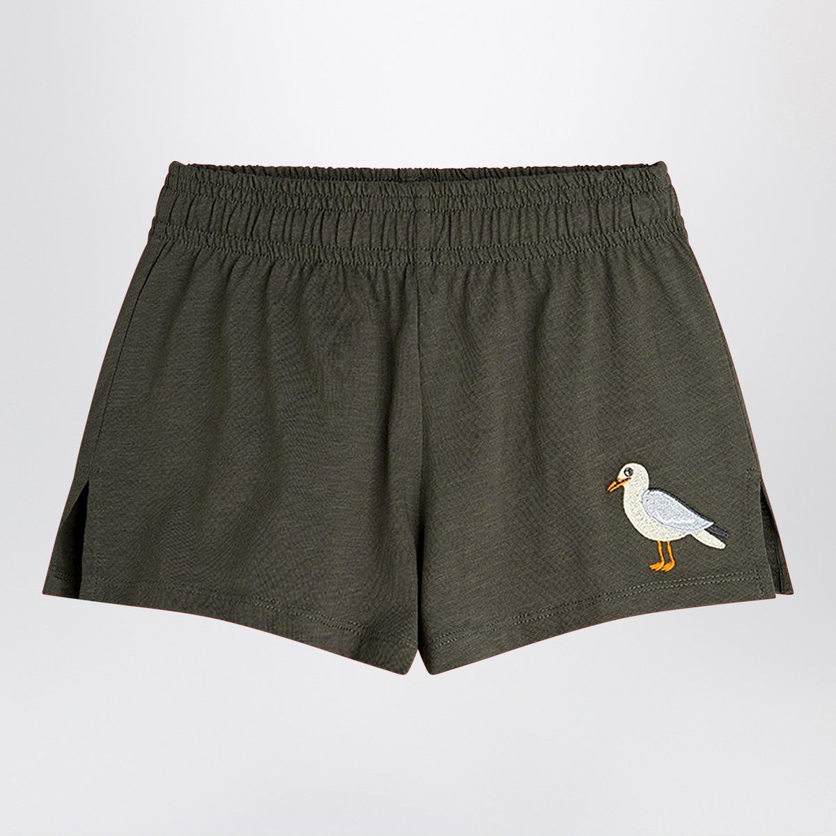 Mini Rodini Washed black shorts with seagull embroidery Mini Rodini