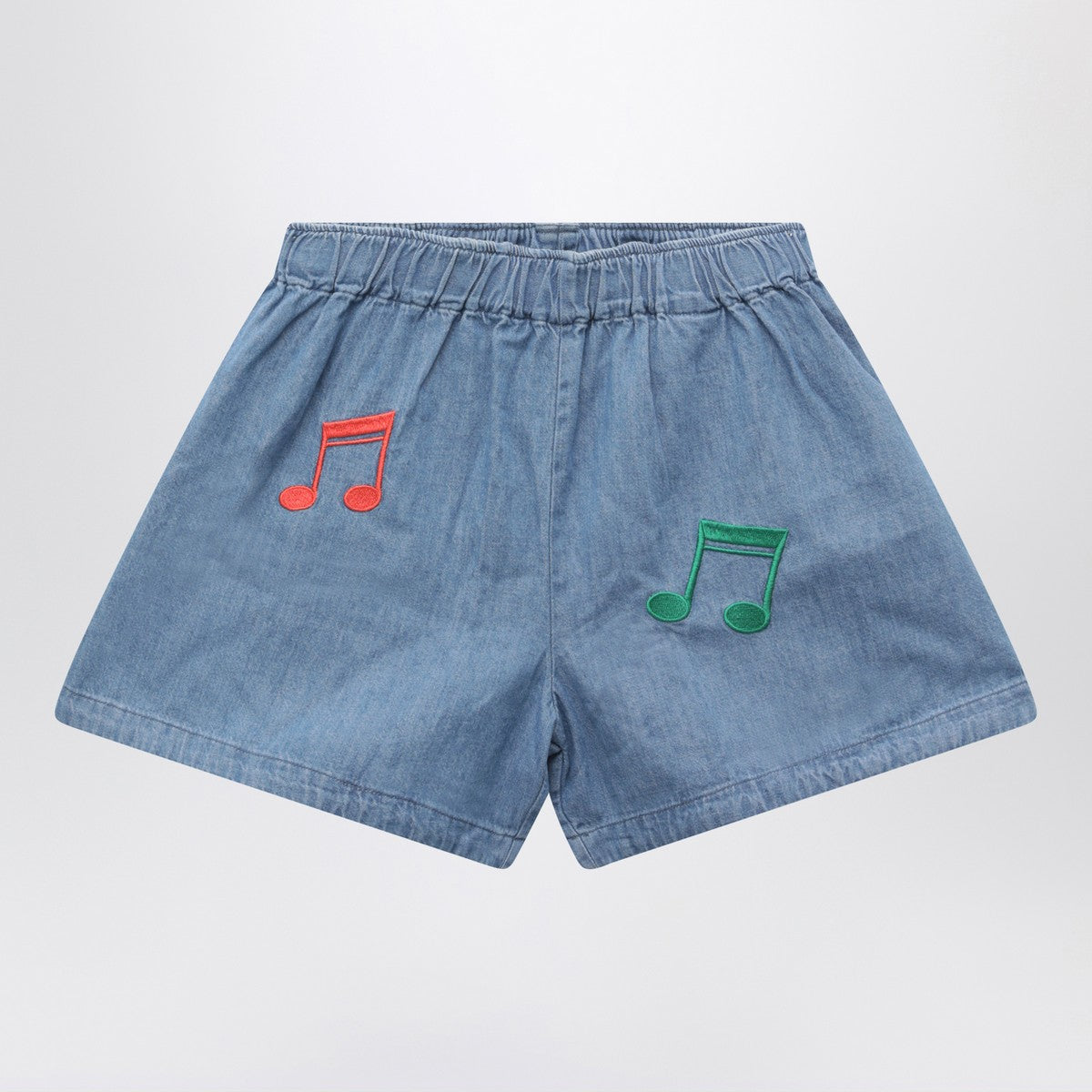 Mini Rodini Light blue denim shorts with musical notes Mini Rodini