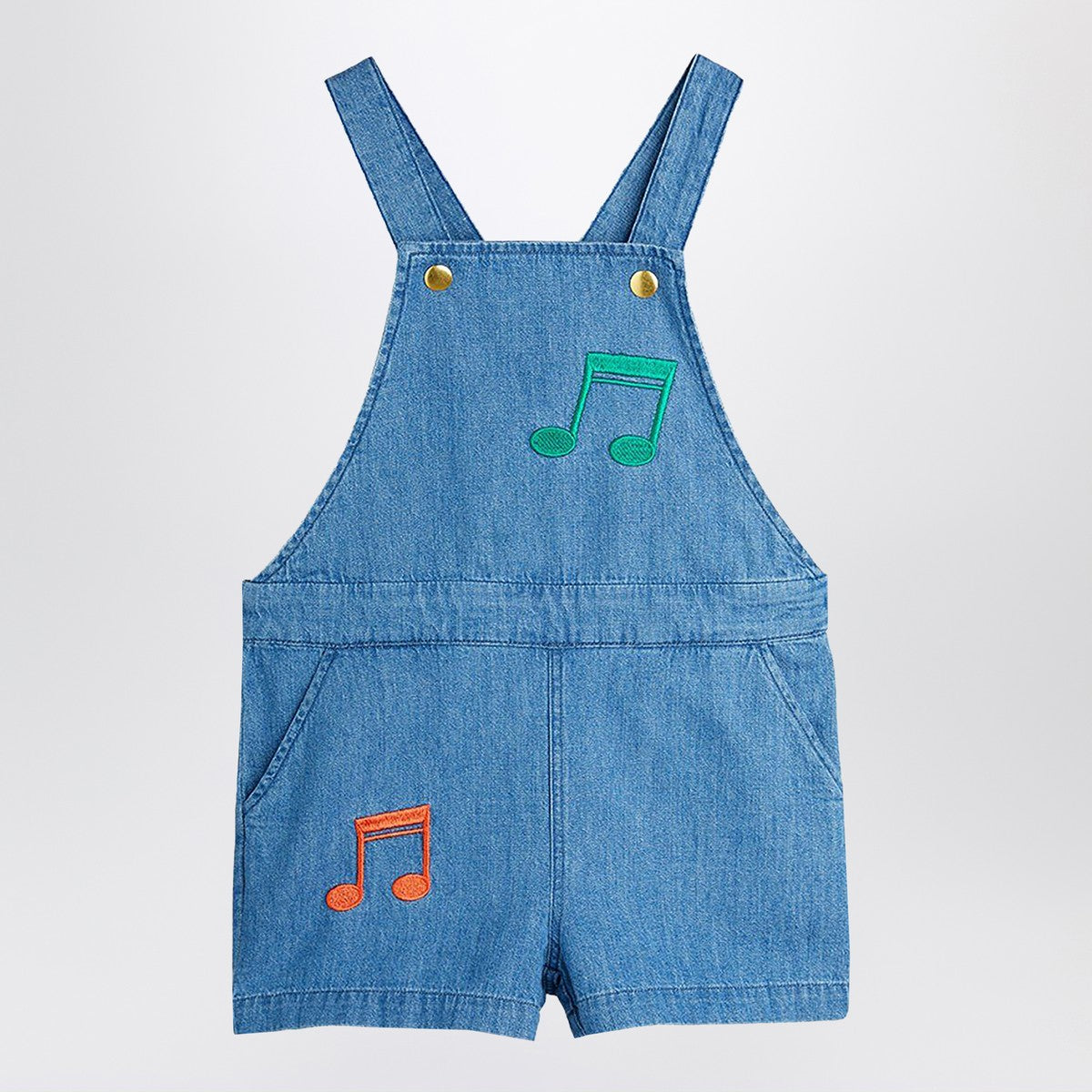 Mini Rodini Light blue denim overall with musical notes Mini Rodini