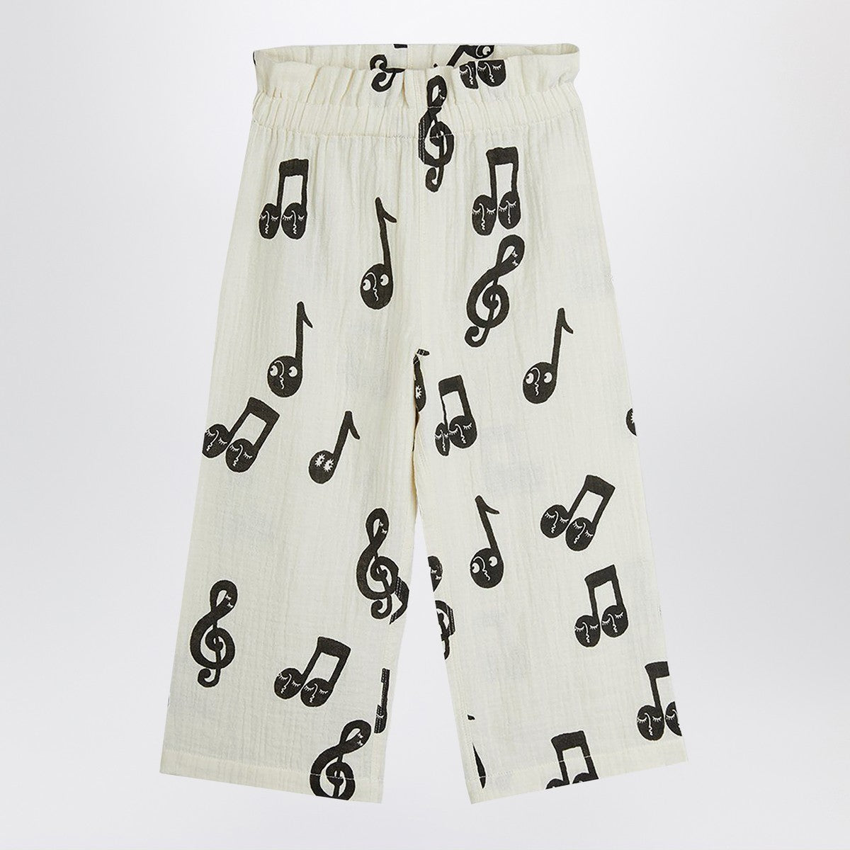 Mini Rodini Wide white trousers with musical notes Mini Rodini