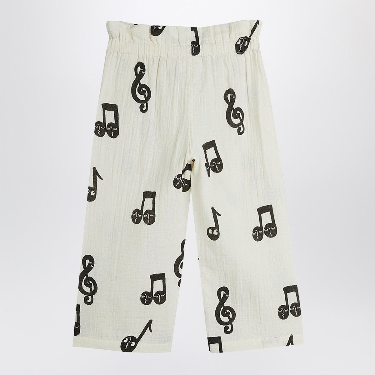 Mini Rodini Wide white trousers with musical notes Mini Rodini