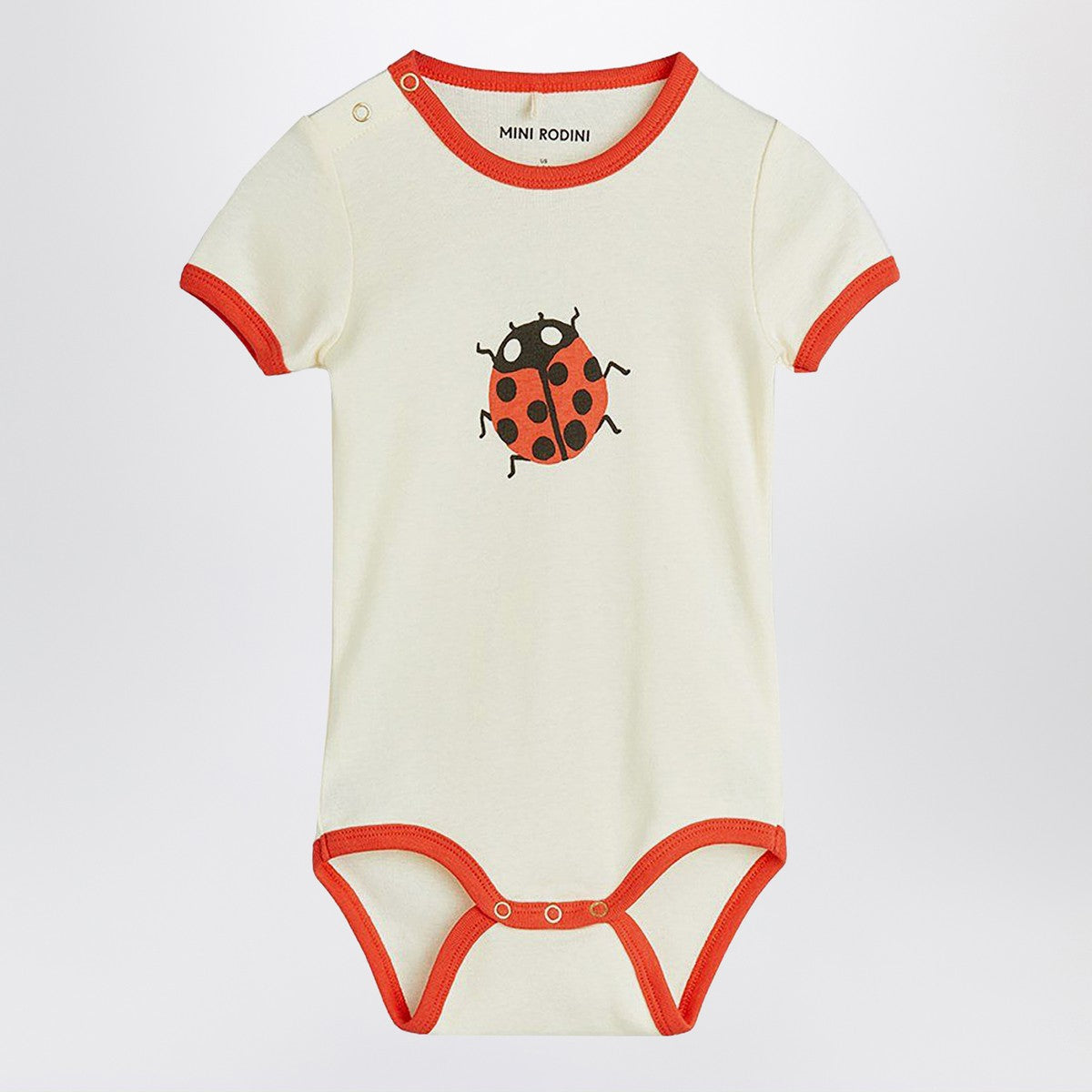 Mini Rodini Ivory/red bodysuit with ladybug
