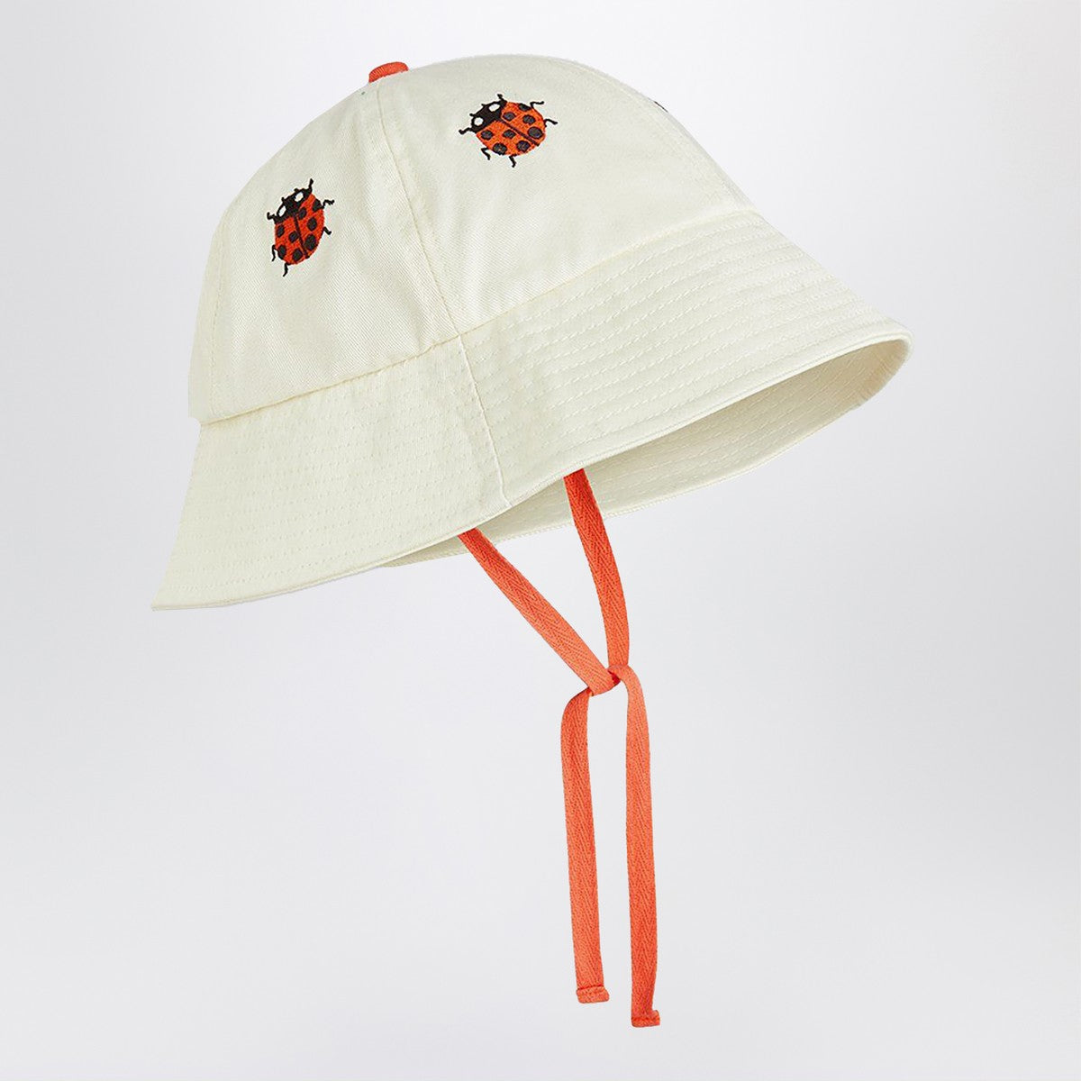 Mini Rodini White hat with ladybugs Mini Rodini