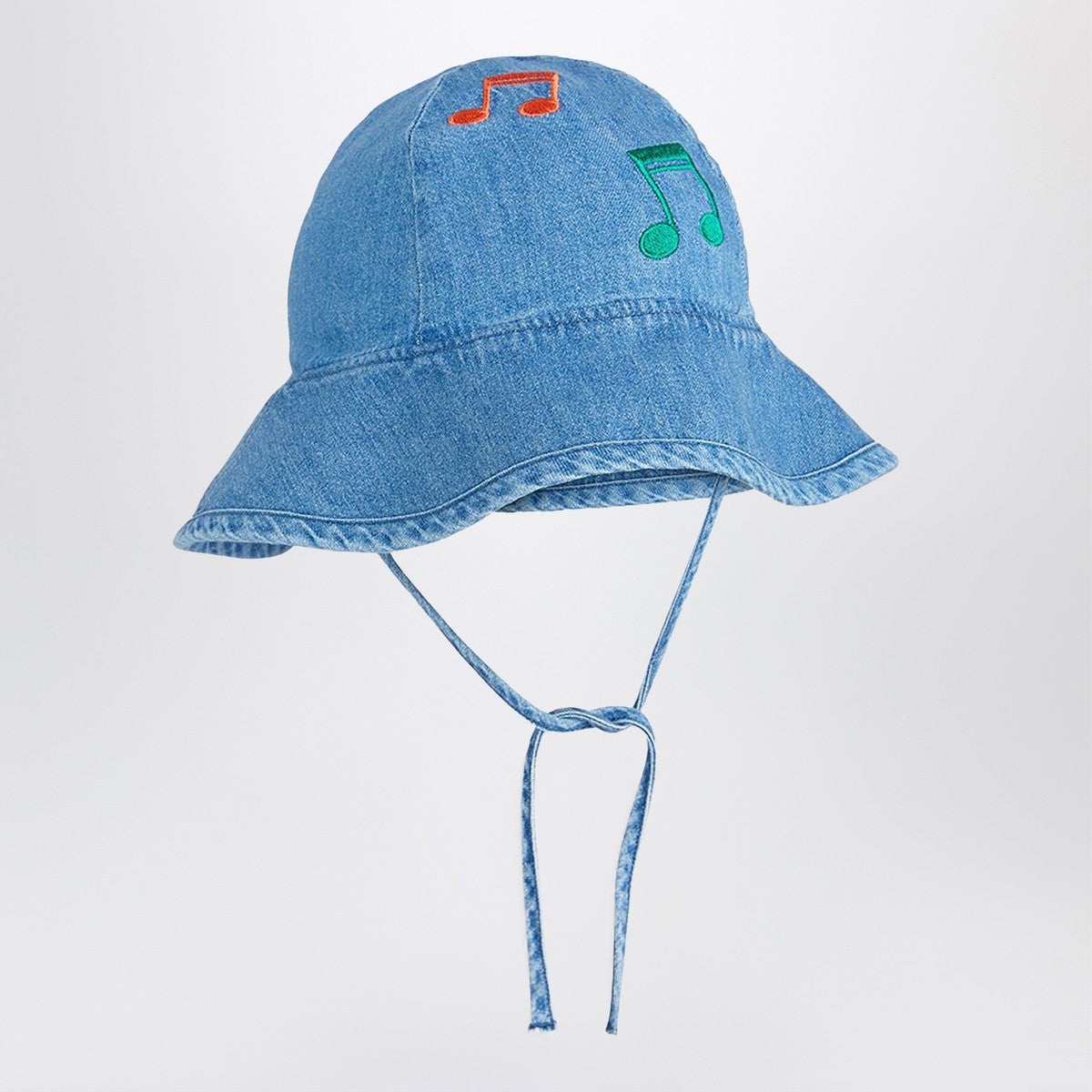 Mini Rodini Light blue denim hat with musical notes Mini Rodini