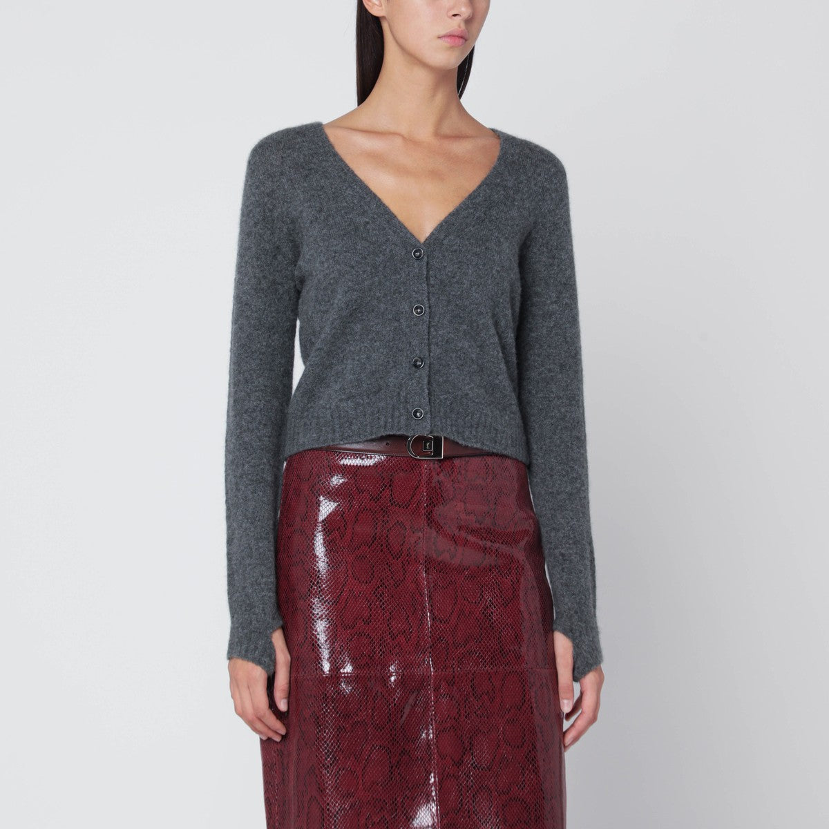 Roberto Collina Short anthracite gray cashmere cardigan Roberto Collina