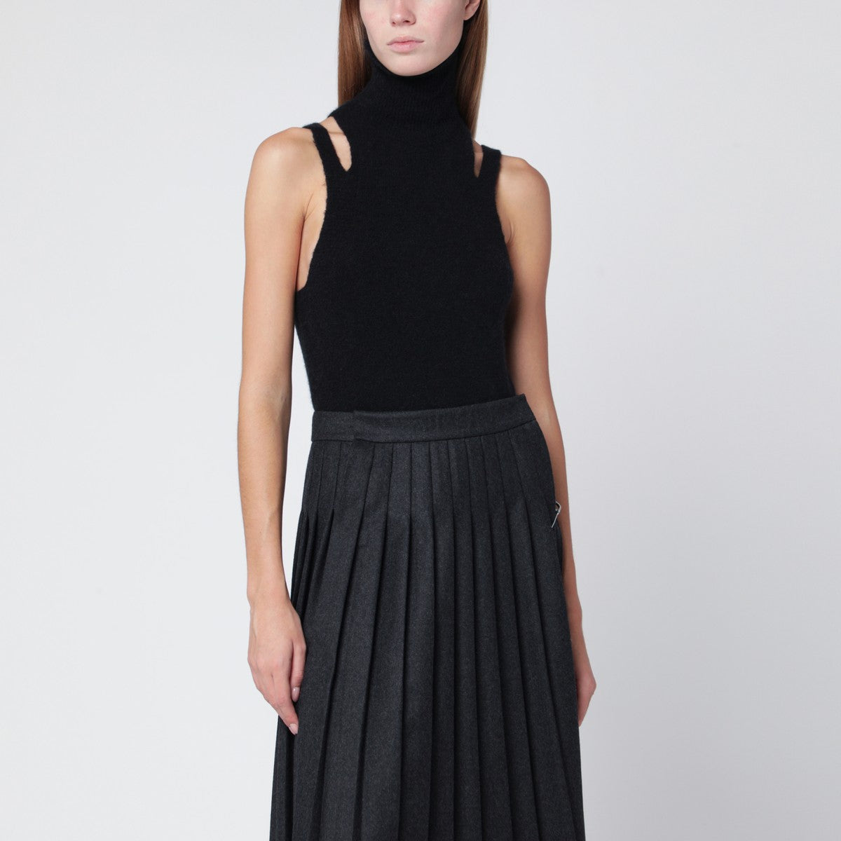 Roberto Collina Black cashmere blend turtleneck top Roberto Collina