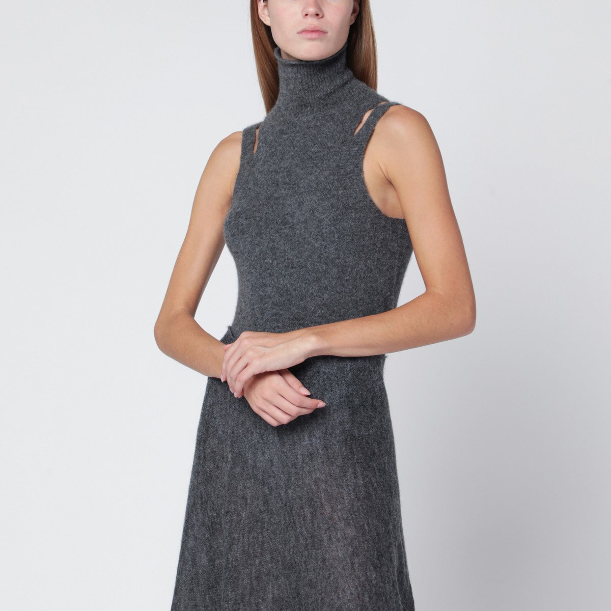 Roberto Collina Grey cashmere blend turtleneck top Roberto Collina