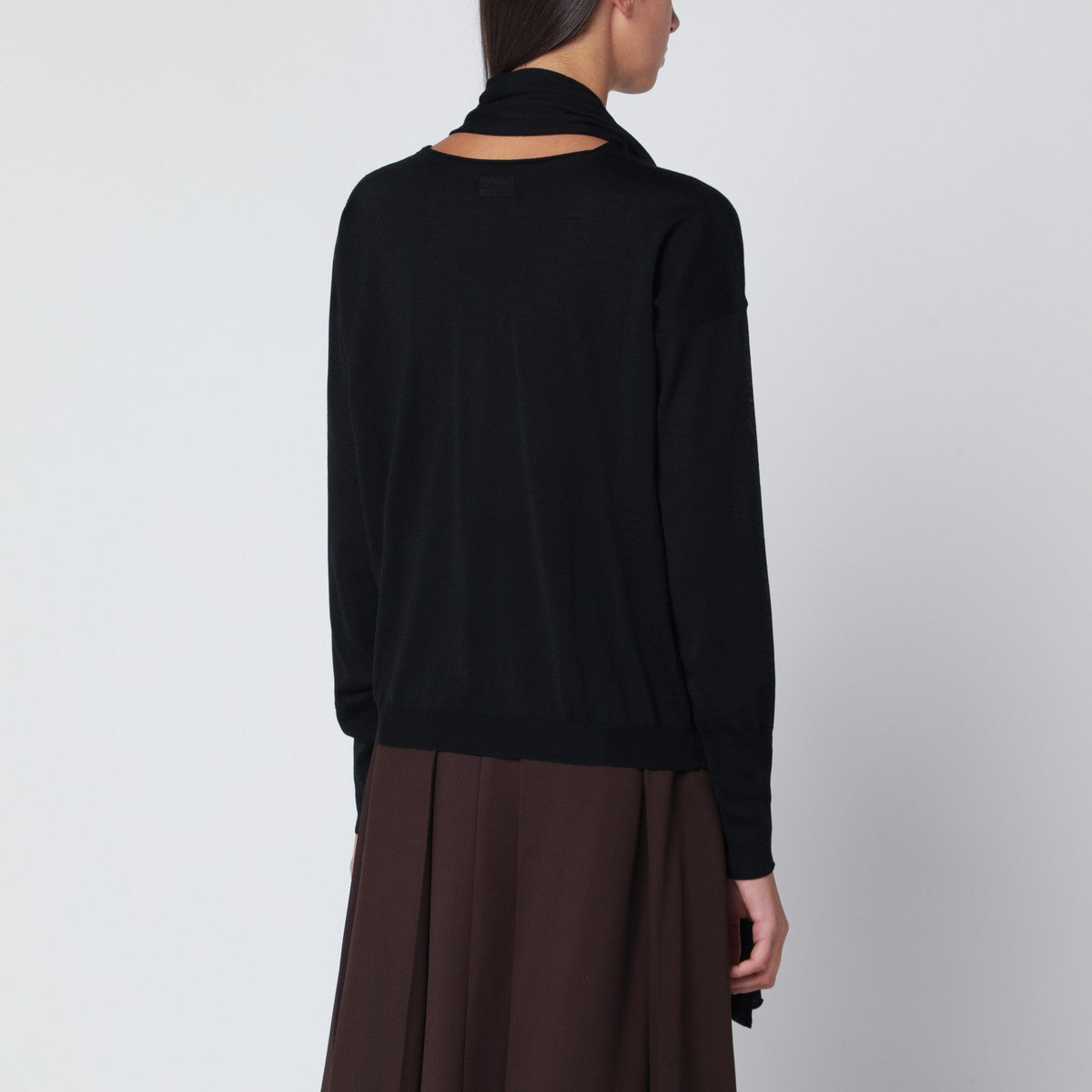 Roberto Collina Black sweater with scarf Roberto Collina