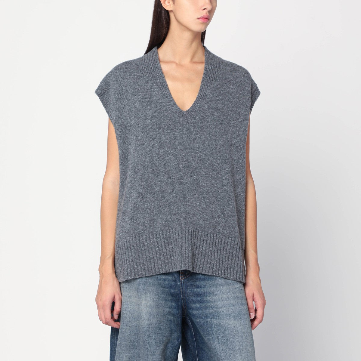 Roberto Collina Oversized grey wool vest Roberto Collina