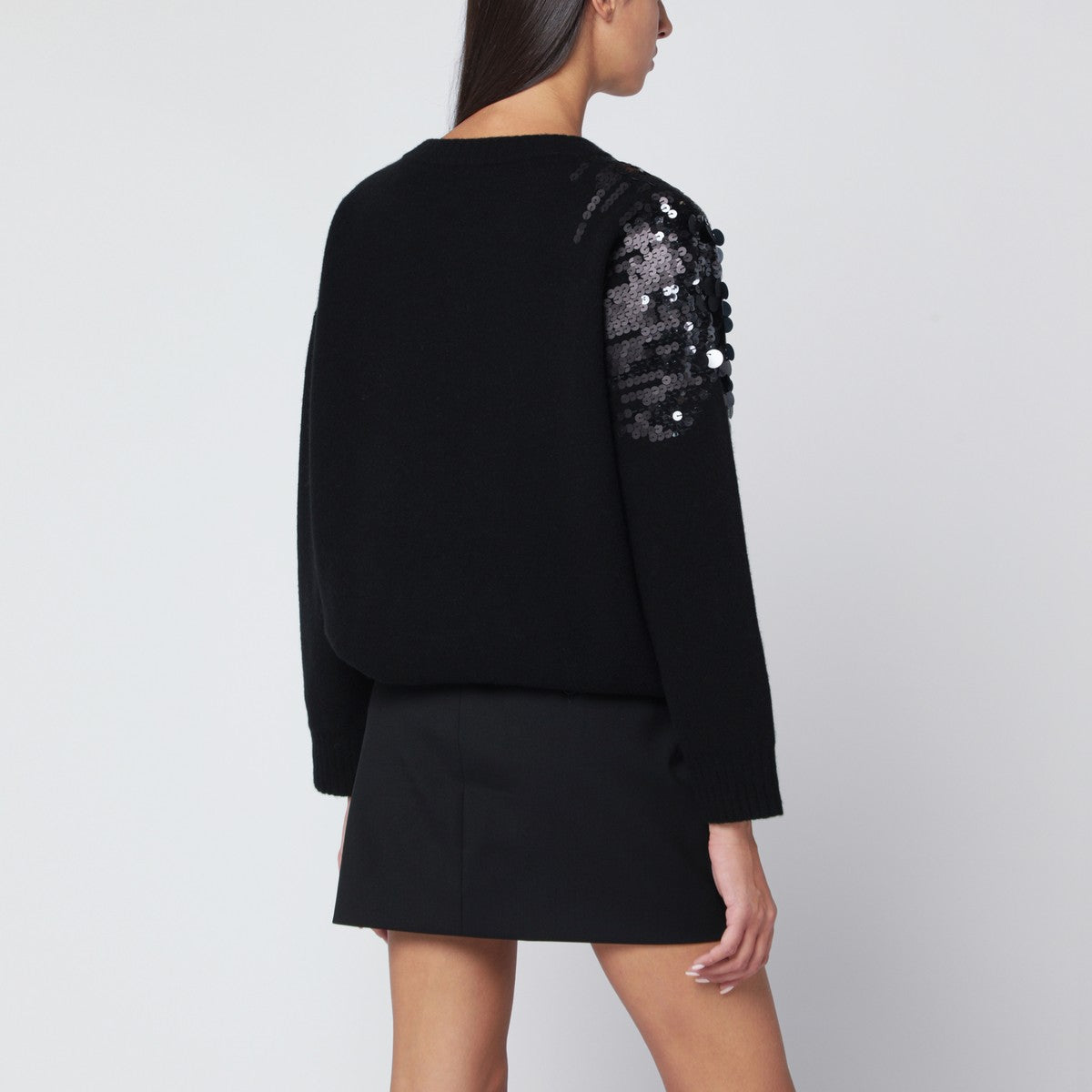 Roberto Collina Black sweater with sequin embroidery Roberto Collina