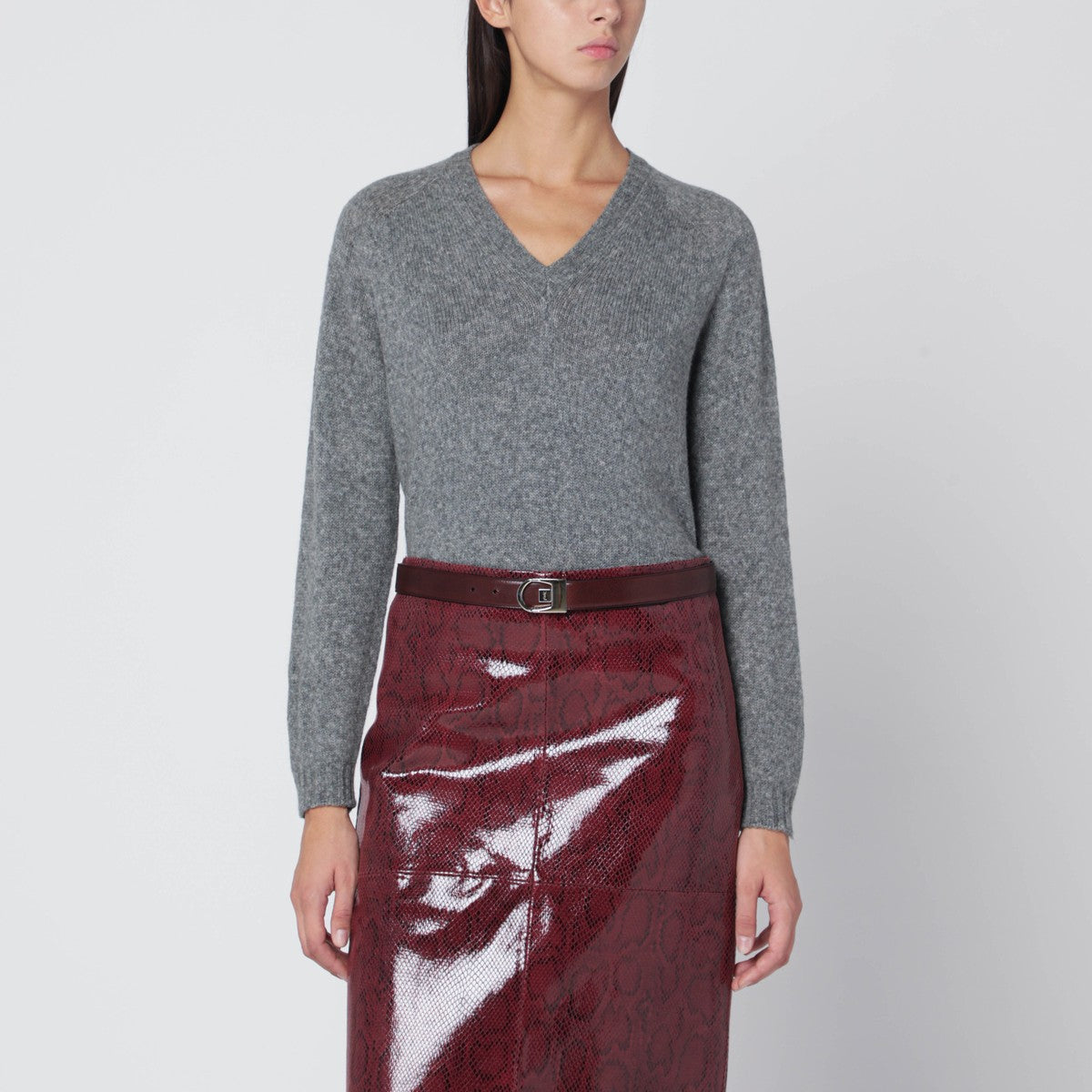 Roberto Collina Gray wool V-neck sweater Roberto Collina