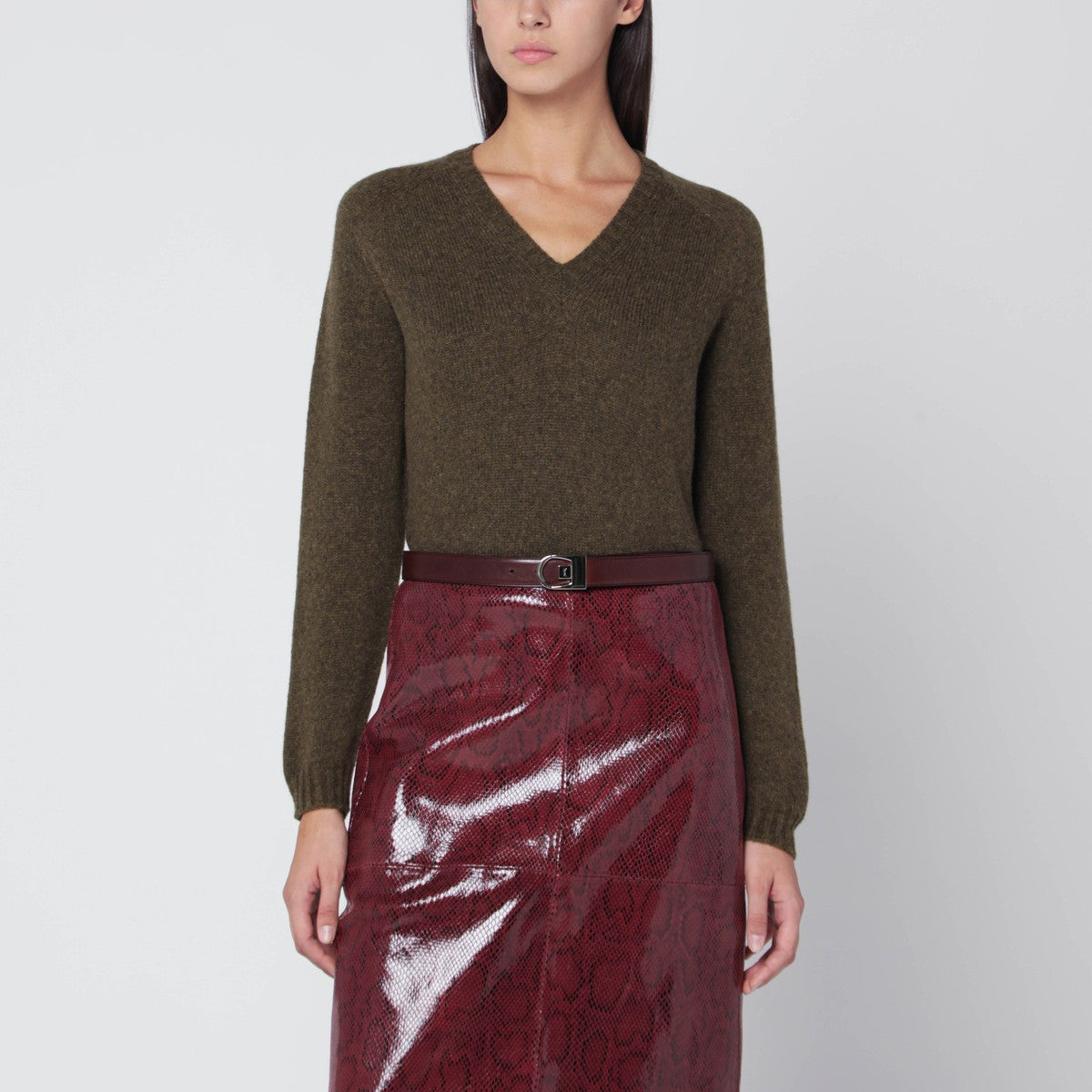 Roberto Collina Military green wool V-neck sweater Roberto Collina