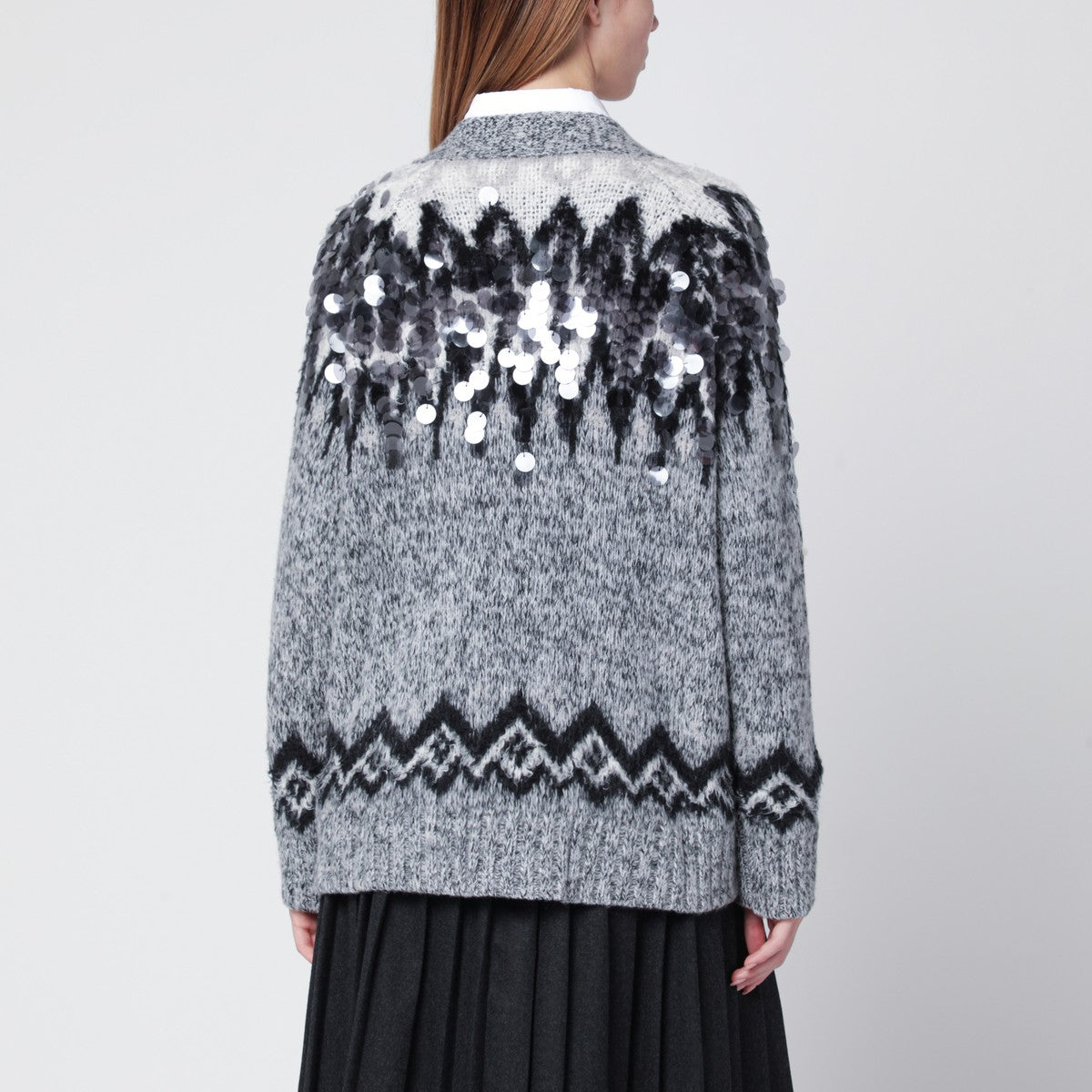 Roberto Collina Grey wool-blend cardigan with sequins Roberto Collina