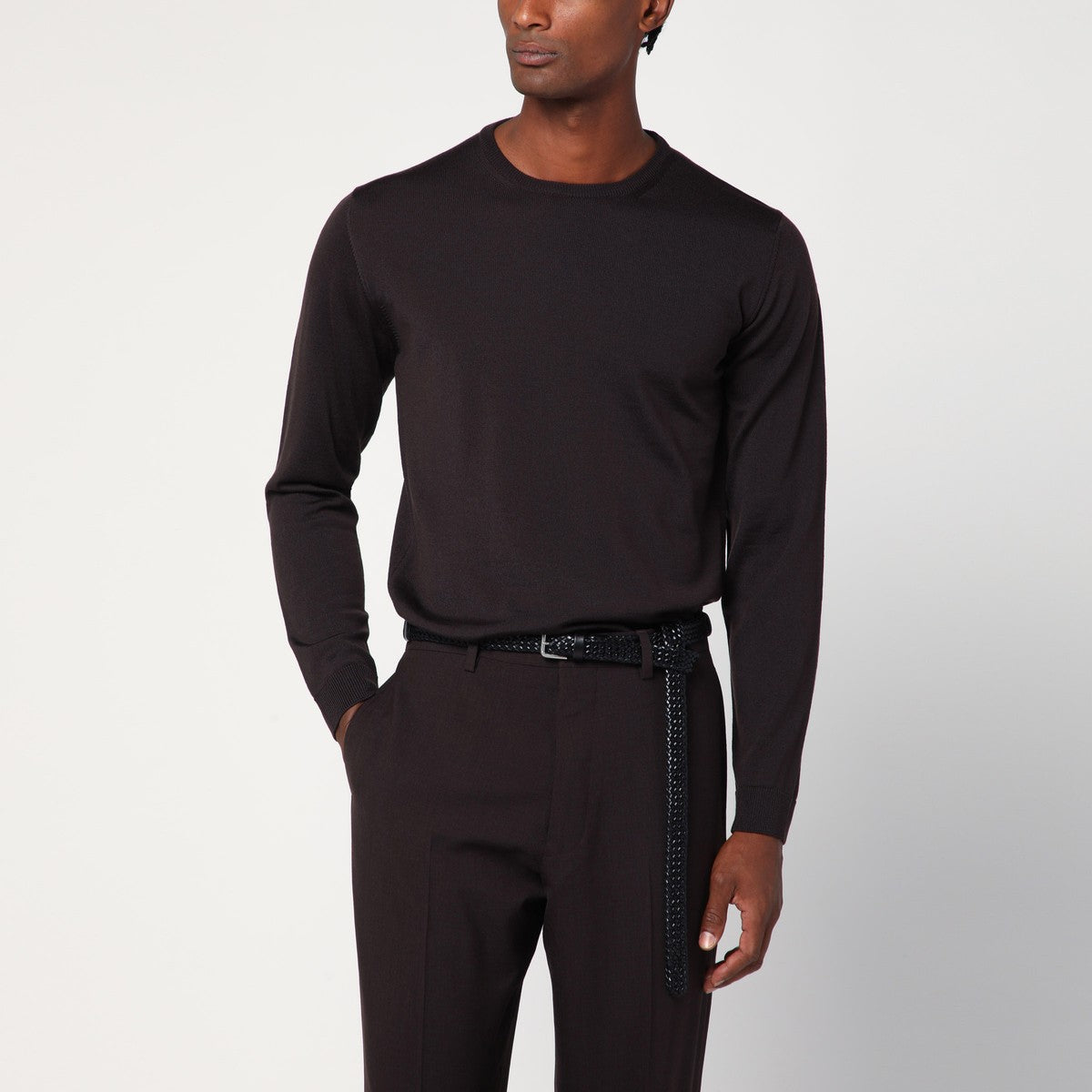 Roberto Collina Brown crew neck wool sweater Roberto Collina