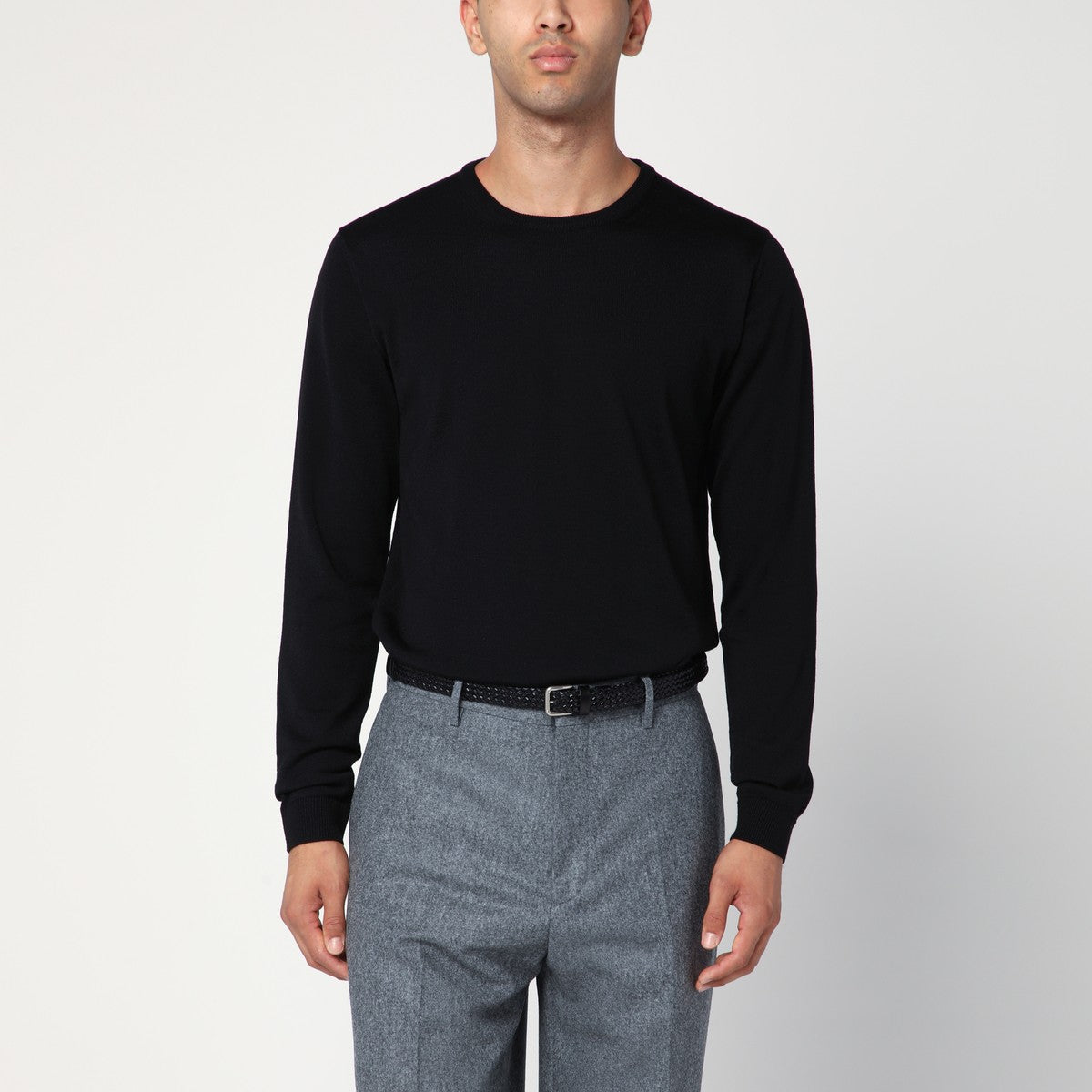 Roberto Collina Black crew neck wool sweater Roberto Collina