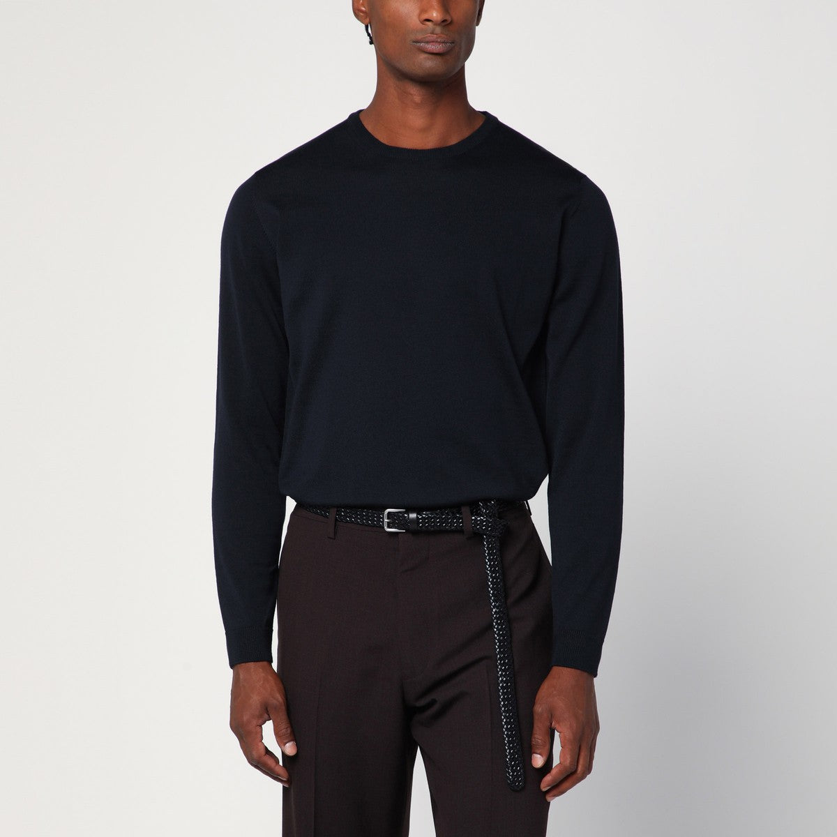 Roberto Collina Navy blue crew neck wool sweater Roberto Collina