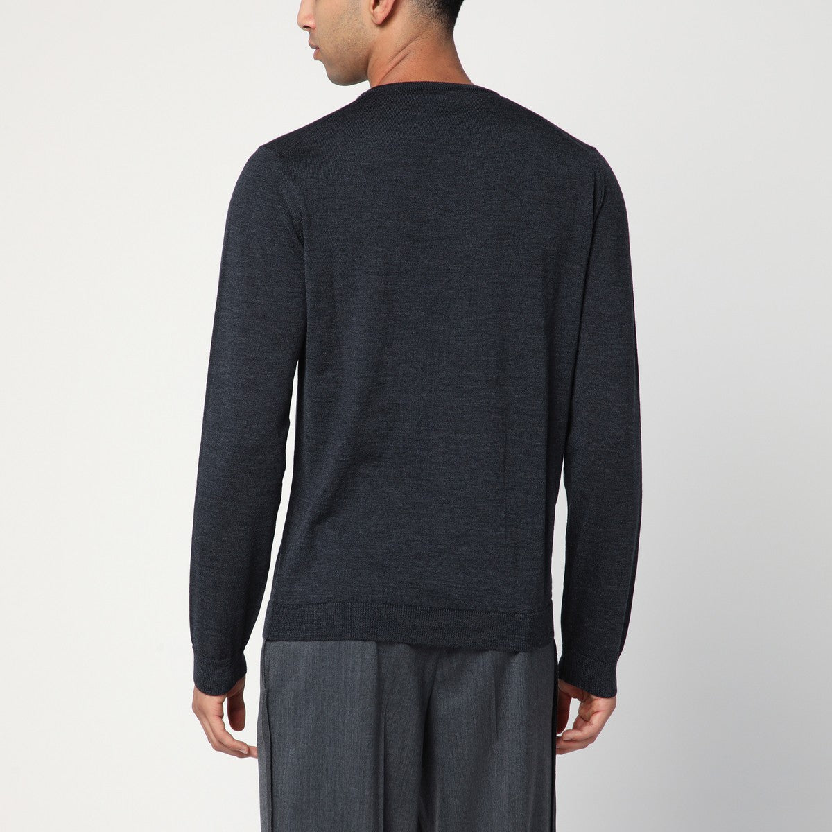 Roberto Collina Anthracite grey crew neck wool sweater Roberto Collina