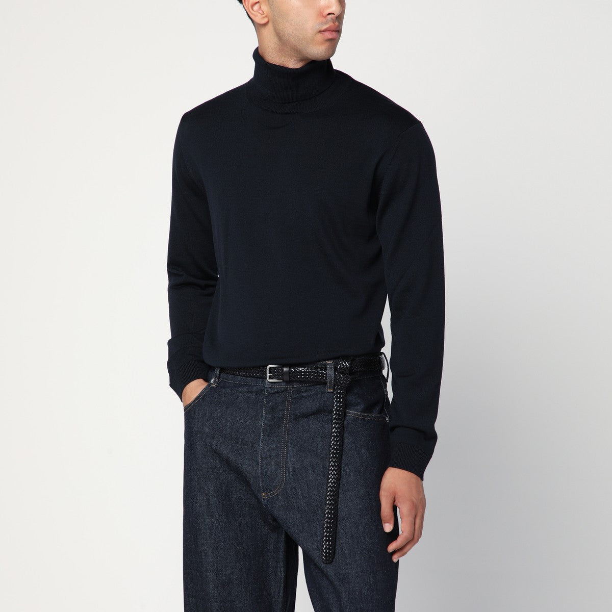 Roberto Collina Navy blue wool turtleneck sweater Roberto Collina