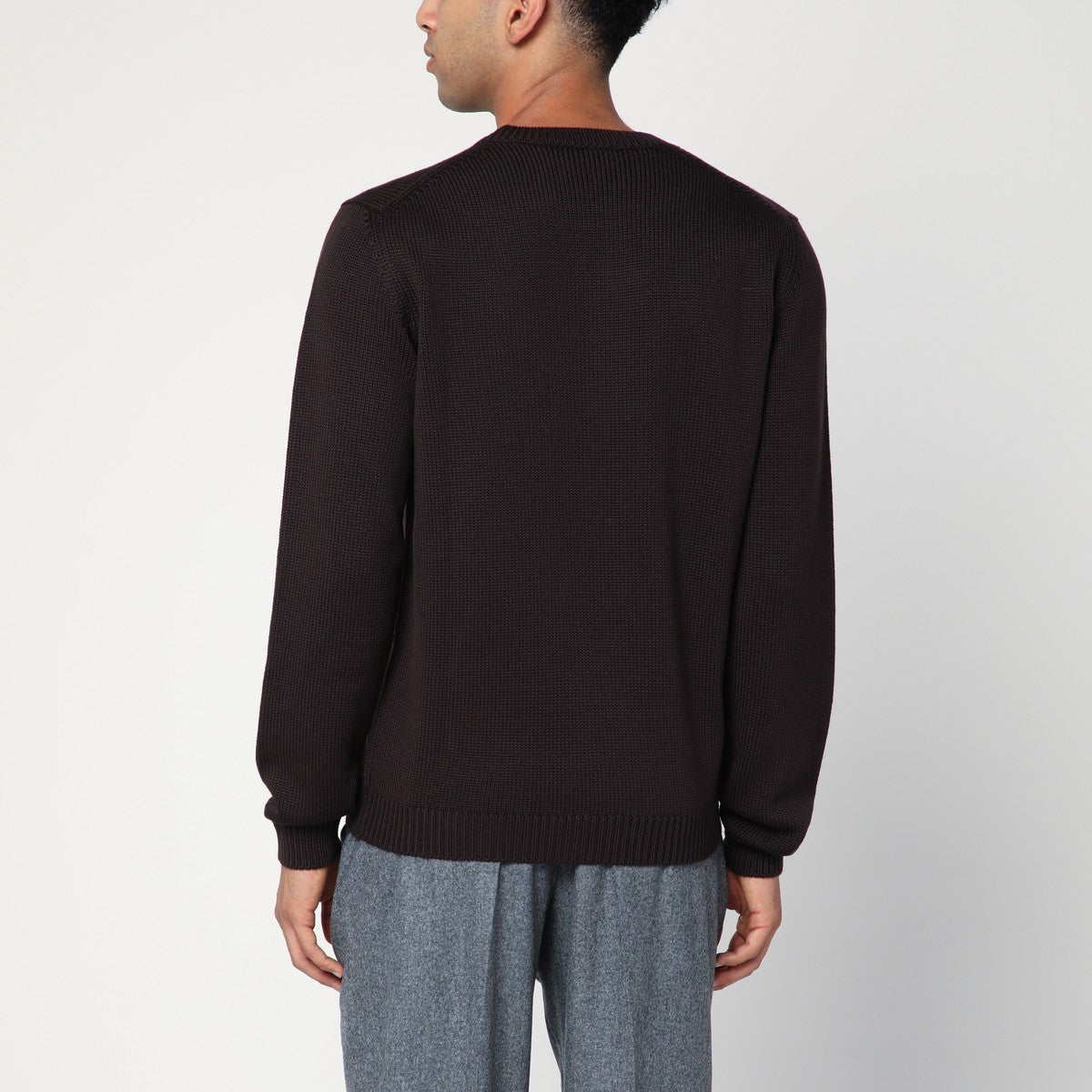 Roberto Collina Brown crew neck wool sweater Roberto Collina