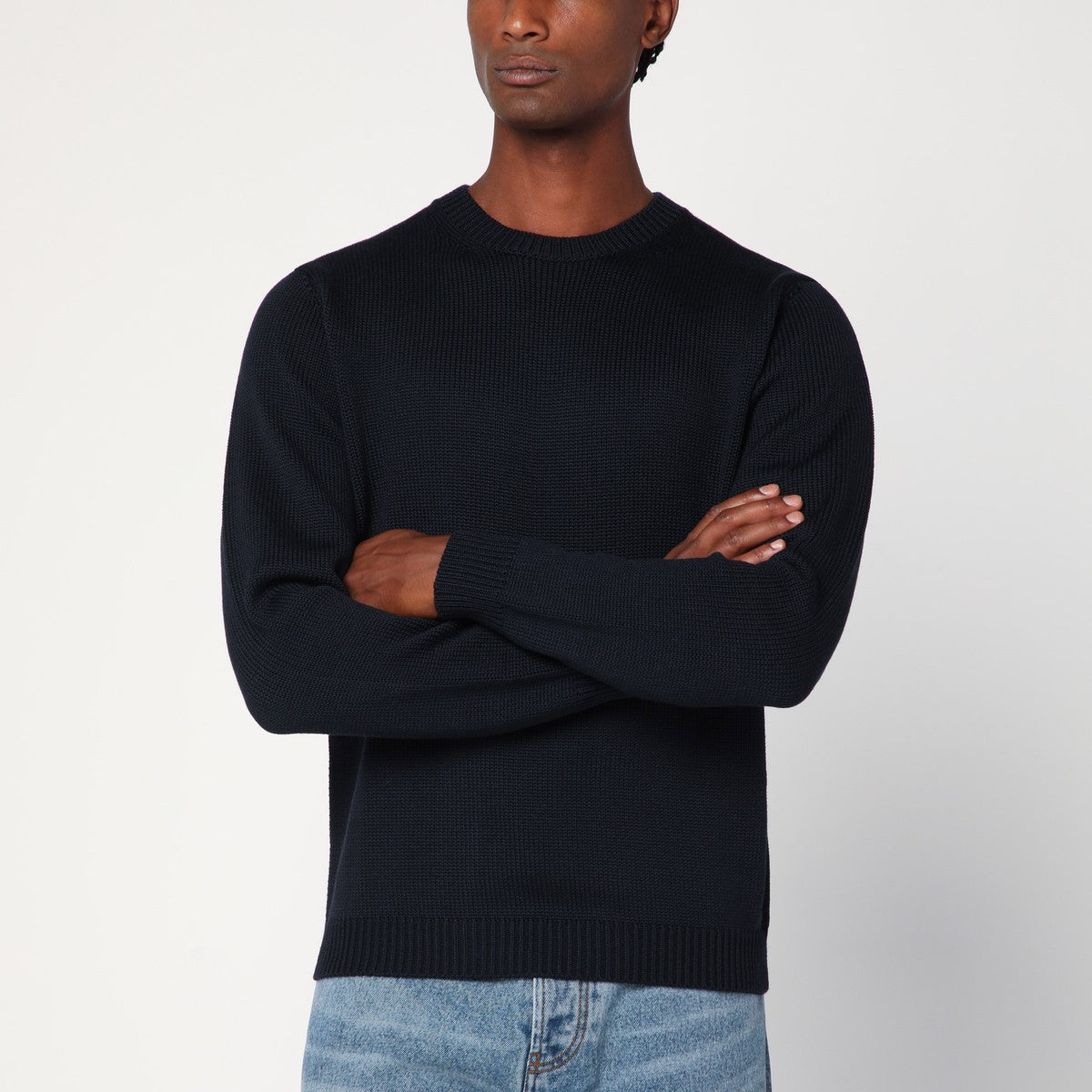 Roberto Collina Navy blue crew neck wool sweater Roberto Collina