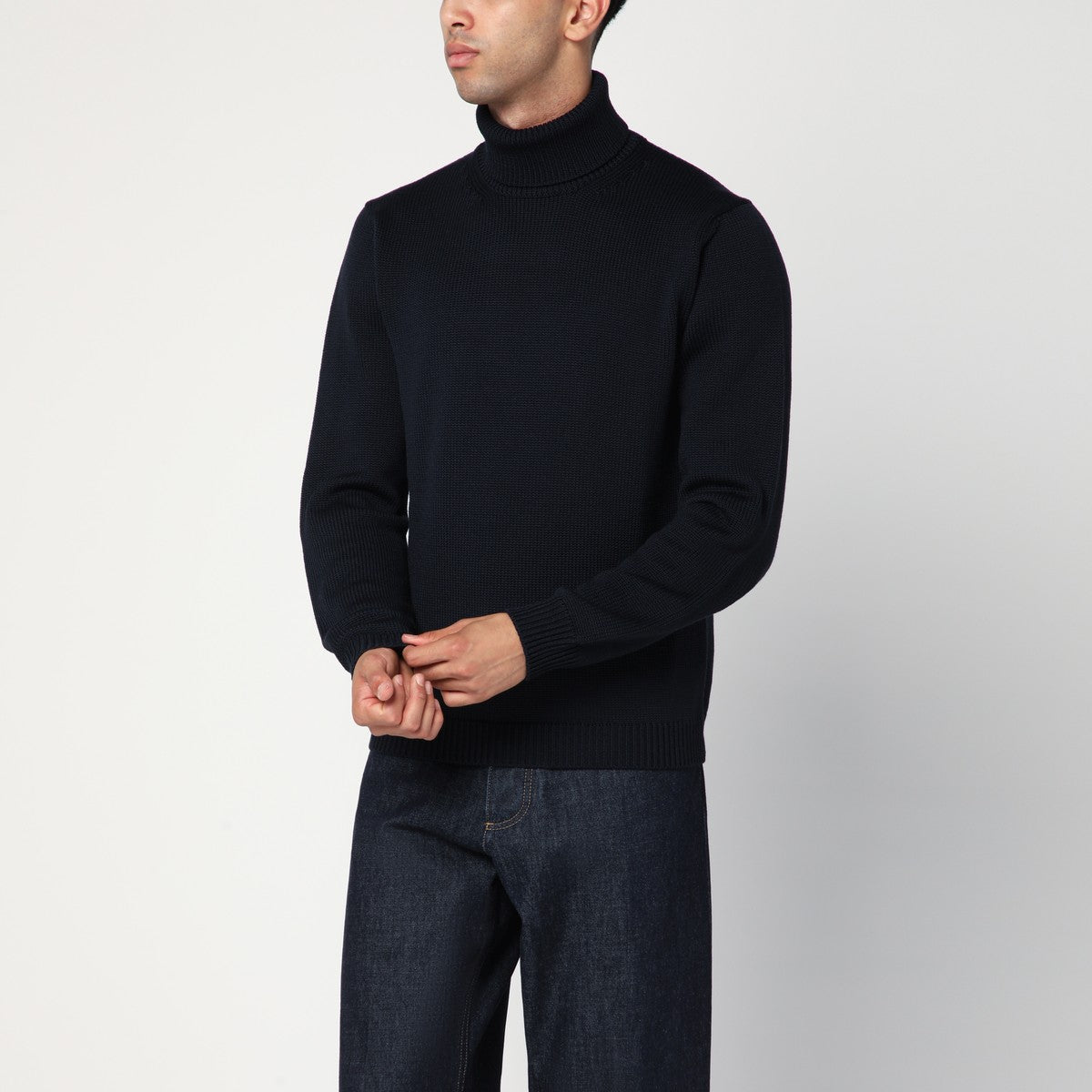 Roberto Collina Navy blue wool turtleneck sweater Roberto Collina