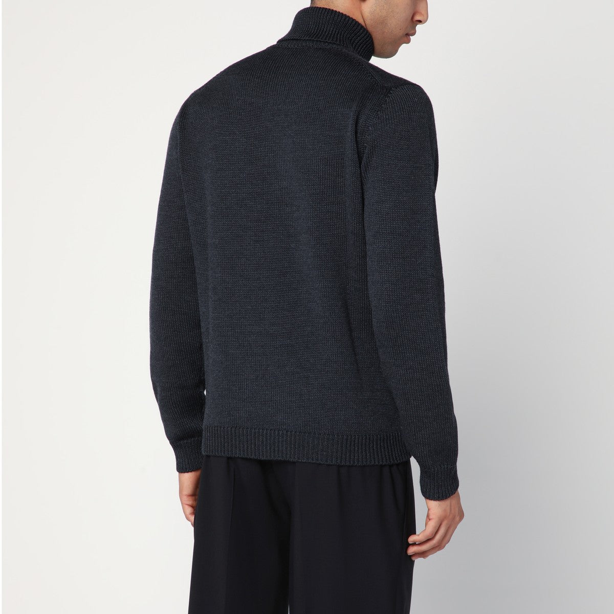 Roberto Collina Anthracite grey wool turtleneck sweater Roberto Collina