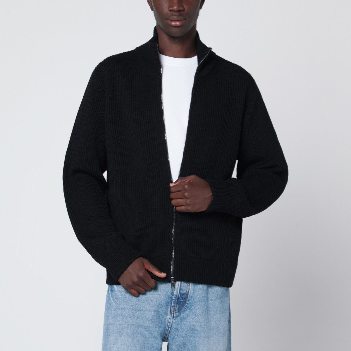 Roberto Collina Black wool zip cardigan Roberto Collina
