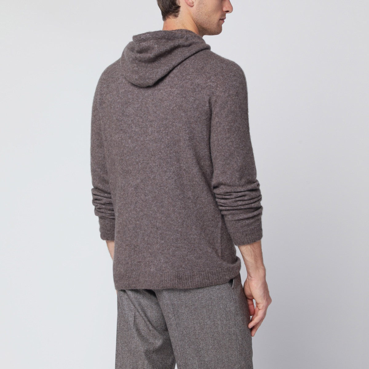 Roberto Collina Taupe hooded sweater Roberto Collina