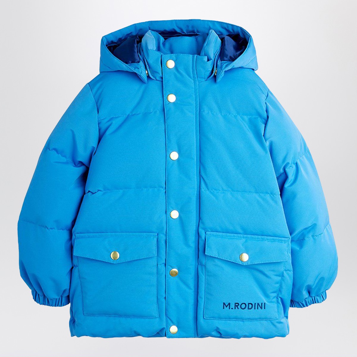 Mini Rodini Blue solid heavy puffer jacket Mini Rodini