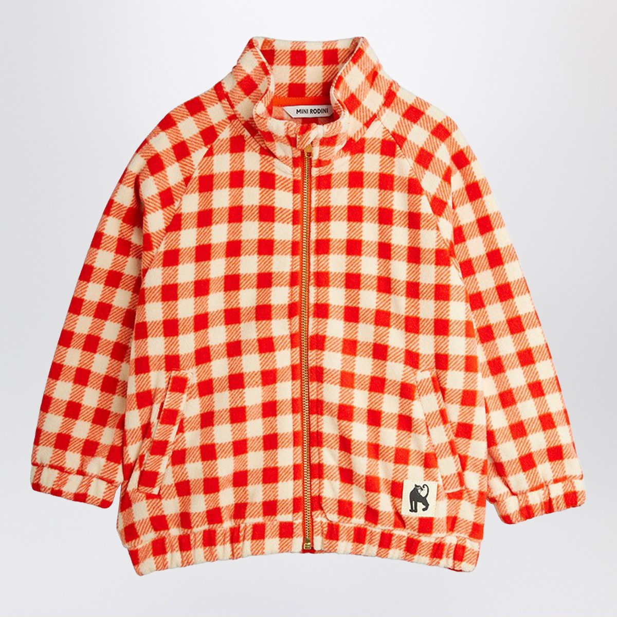 Mini Rodini Red check fleece zip-up jacket Mini Rodini