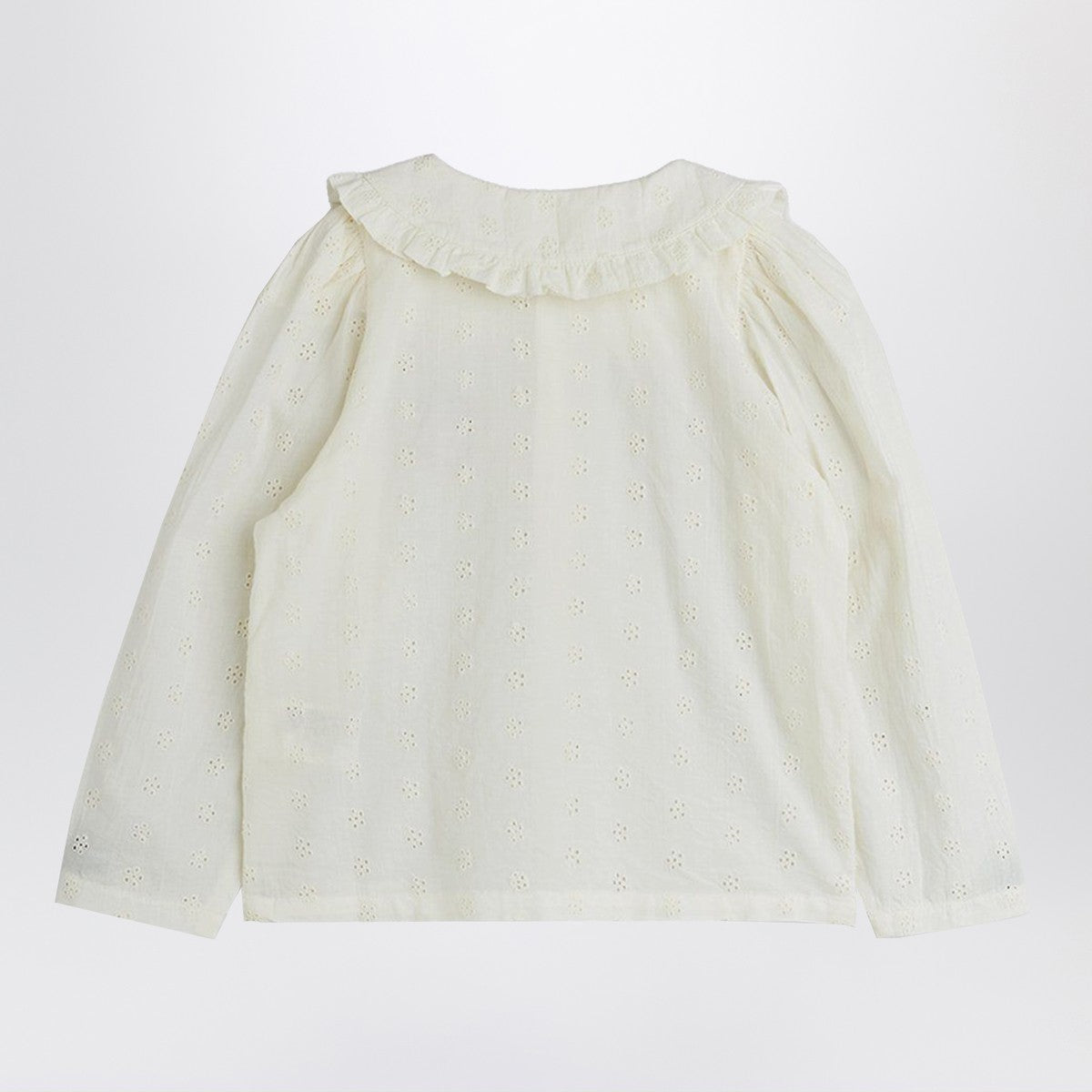 Mini Rodini White Schiffli blouse with embroidered strawberry Mini Rodini