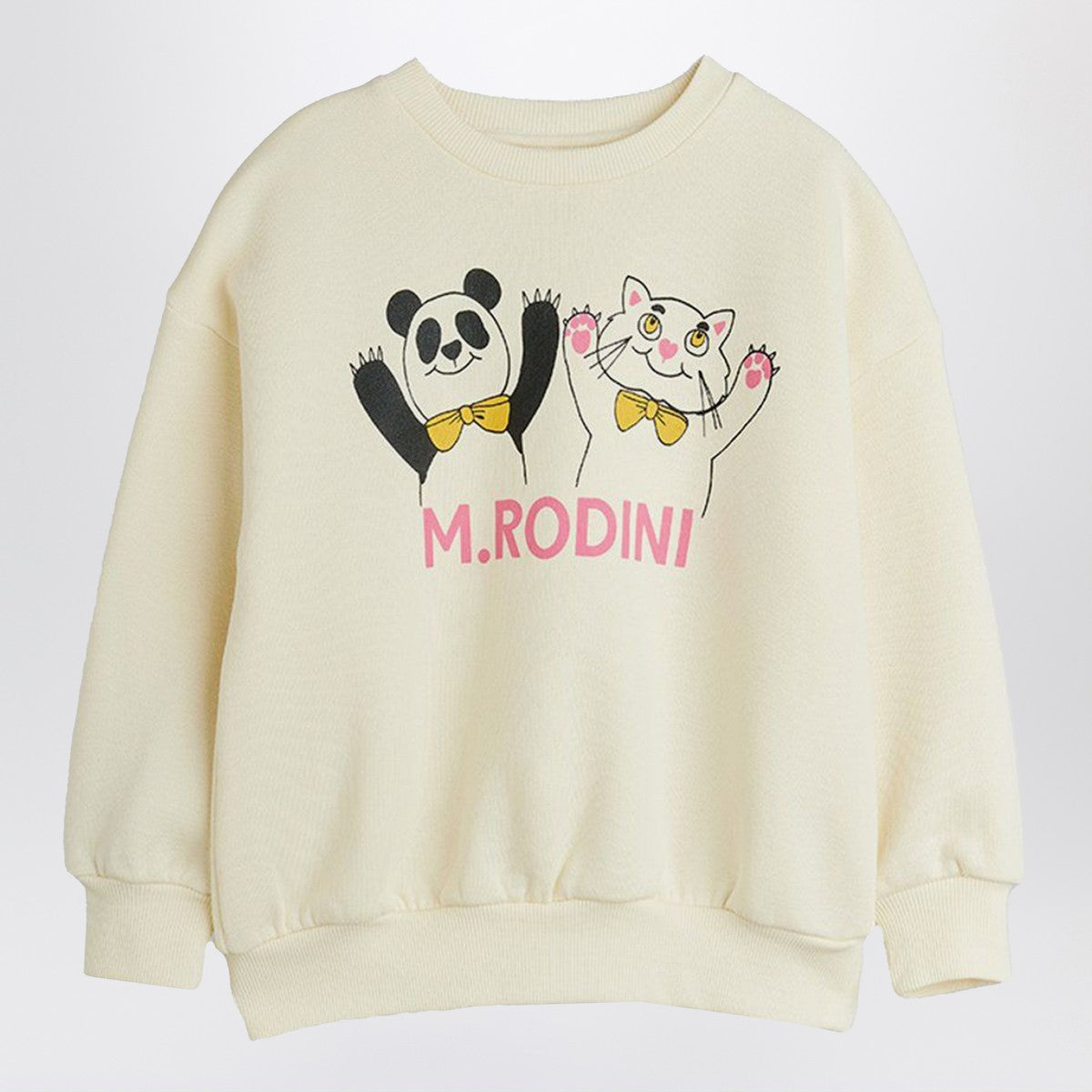 Mini Rodini Ivory sweatshirt with panda and cat print Mini Rodini