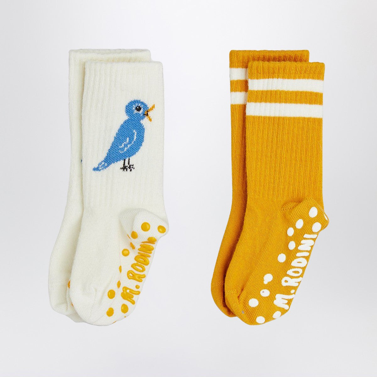 Mini Rodini Two pairs of anti-slip socks with bird motif Mini Rodini