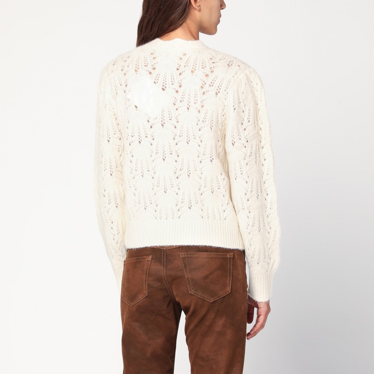 ISABEL MARANT Étoile Openwork écru alpaca-blend cardigan ISABEL MARANT Étoile