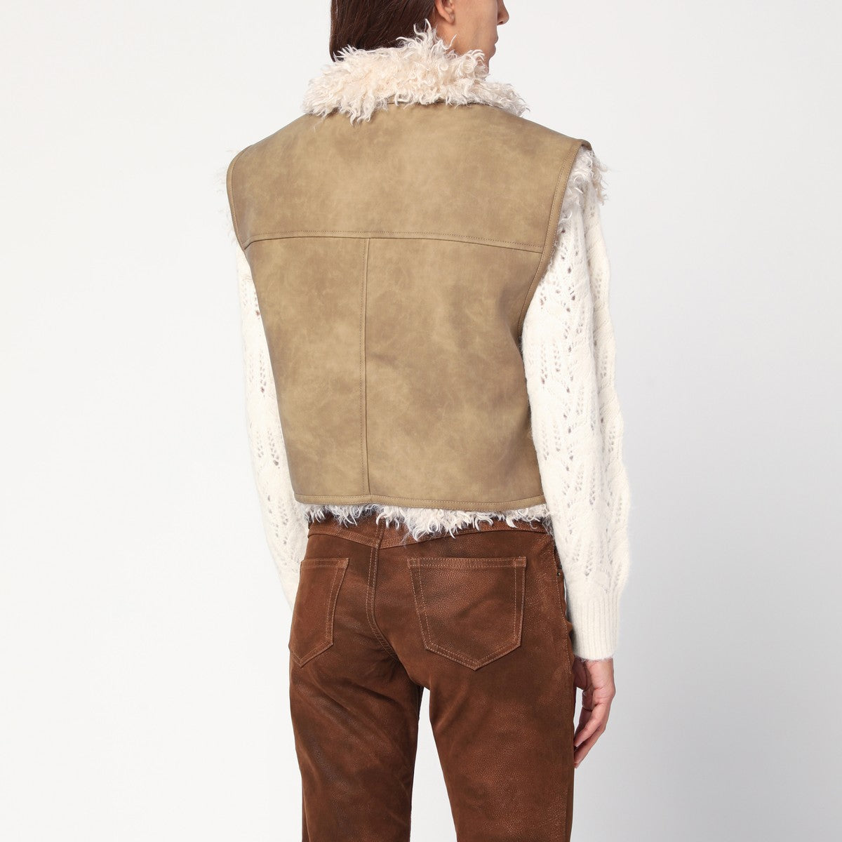 ISABEL MARANT Étoile Taupe vest with shearling-effect lining ISABEL MARANT Étoile
