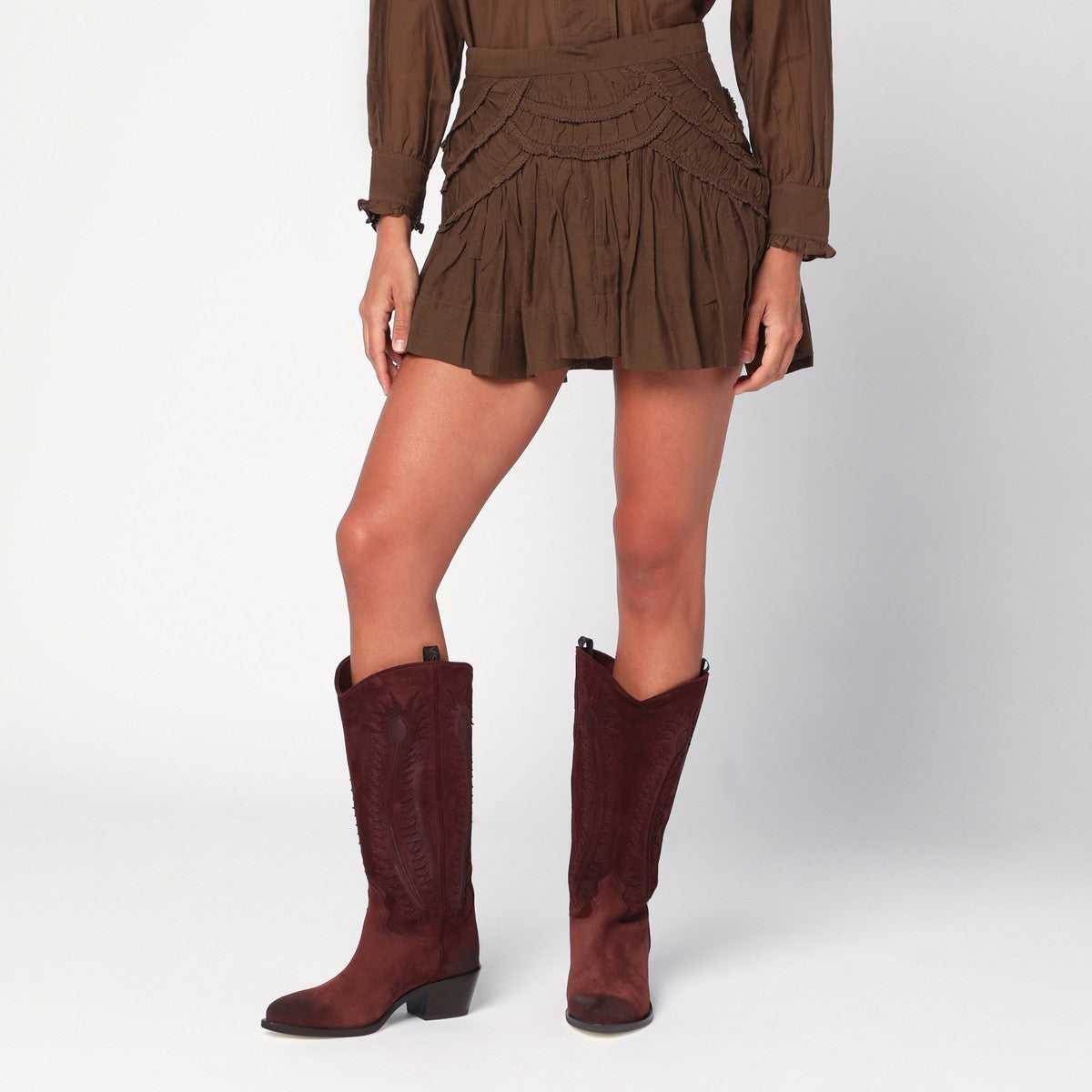 ISABEL MARANT Étoile Khaki Ceola skirt with ruffles ISABEL MARANT Étoile