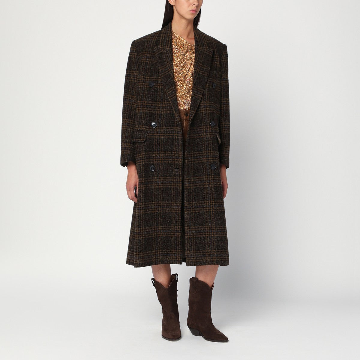ISABEL MARANT Étoile Kaki checked Lexana double-breasted coat ISABEL MARANT Étoile