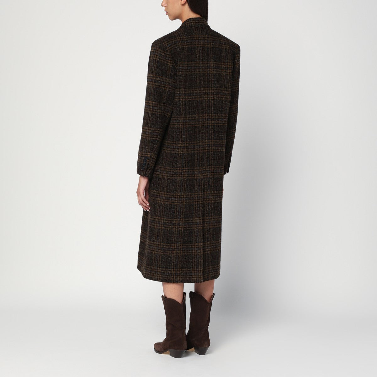 ISABEL MARANT Étoile Kaki checked Lexana double-breasted coat