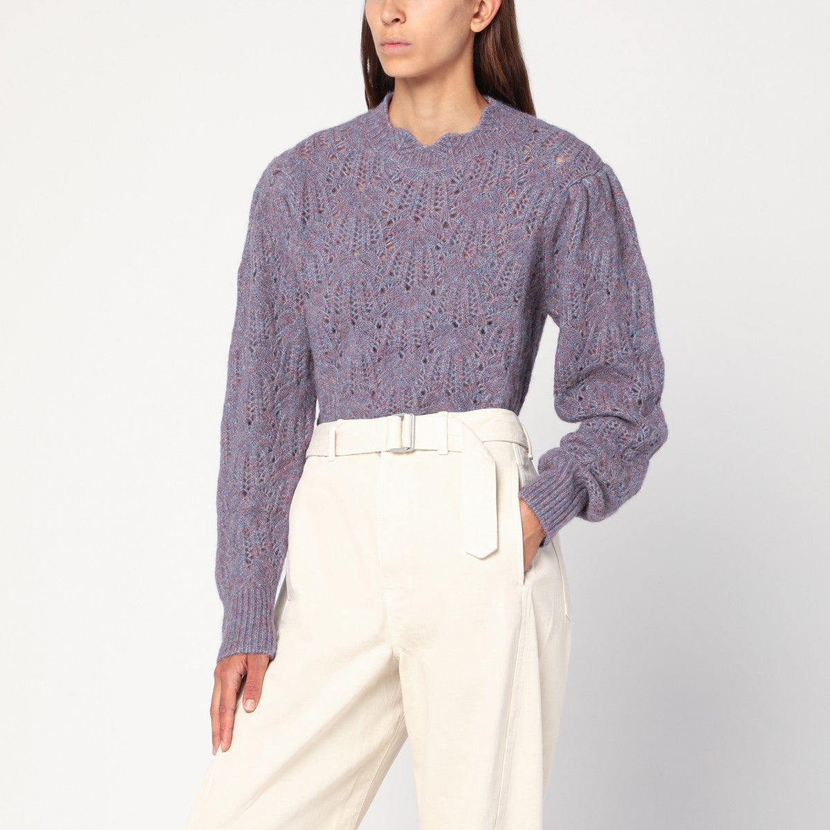 ISABEL MARANT Étoile Blue-violet openwork alpaca-blend sweater ISABEL MARANT Étoile